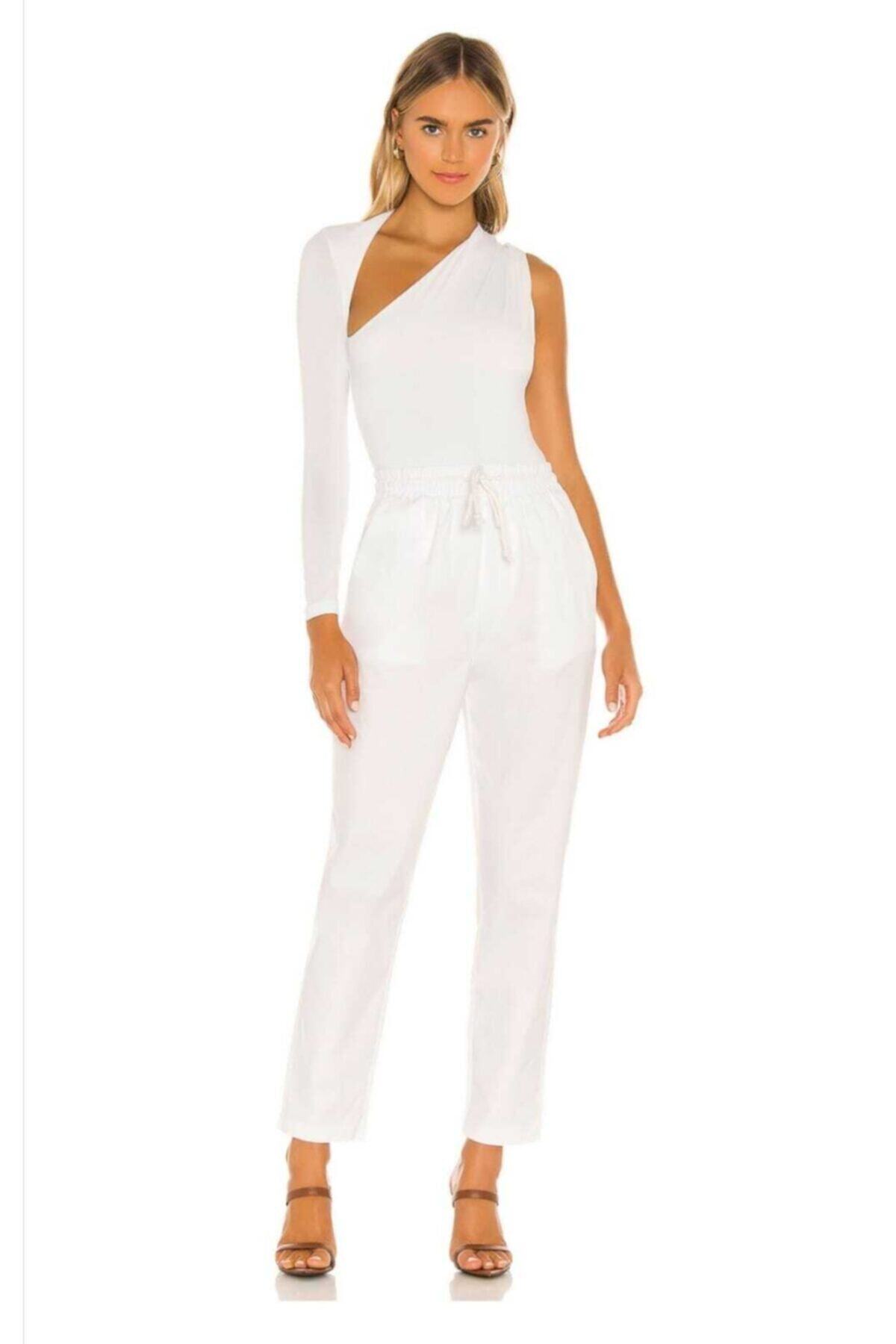 by eymen design Kadın Tek Kol Ipek Jarse Bodysuit
