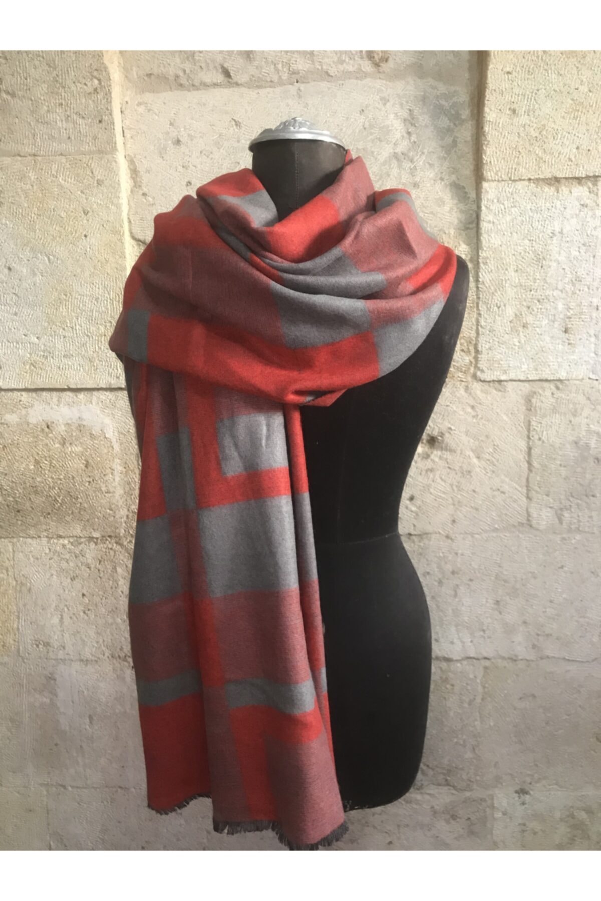 Ebru Sanat Evi Unisex Ekoseli Kaşmir Atkı-luxury Kaşmir Atkı