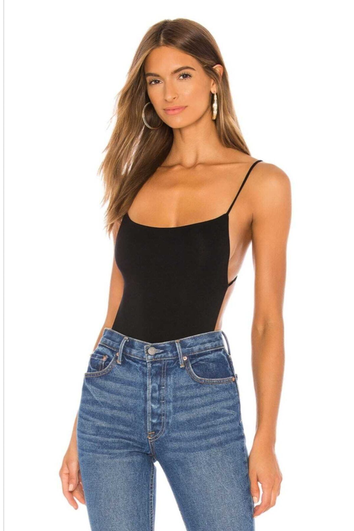 by eymen design Kadın Sırt Dekolteli Spagetti Askı Ipek Jarse Bodysuit