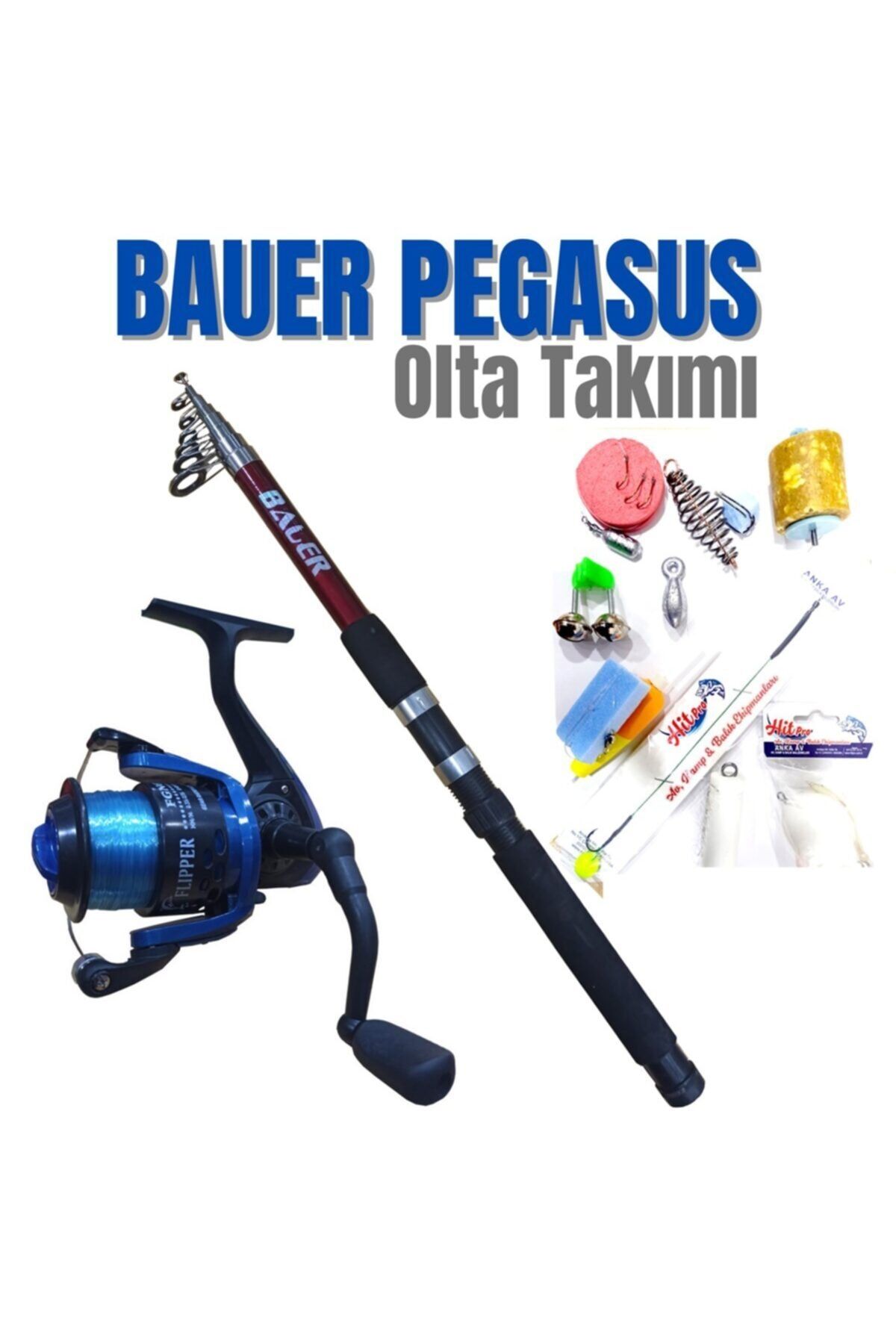 BAUER Pegasuz Deniz Tatlı Su Tam Takım Olta Takımı Seti Mavi