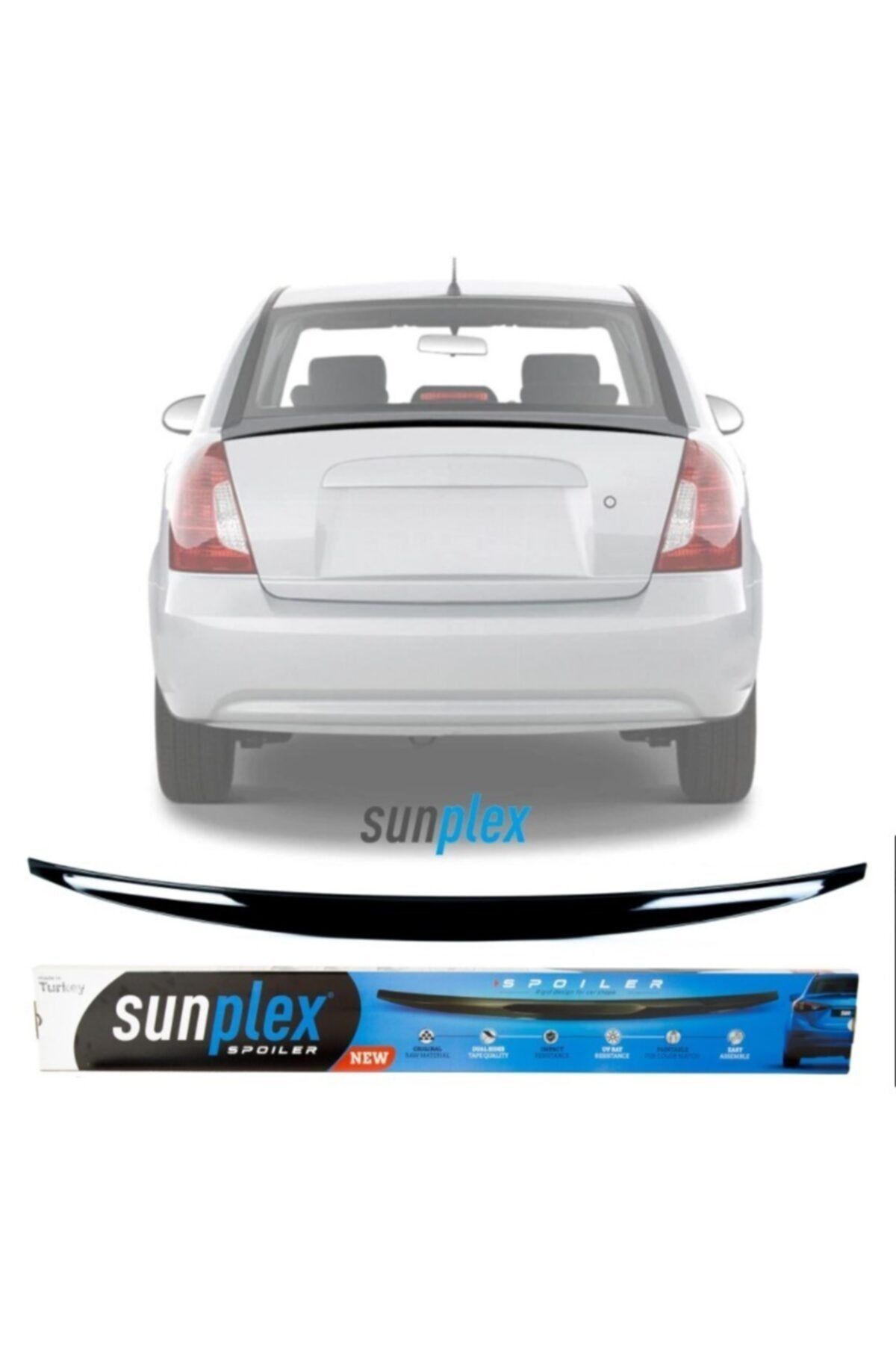 SUNPLEX Hyundai Accent Era Bagaj Üstü Spoiler Piano Black Enjeksiyon Baskı 2006-2013