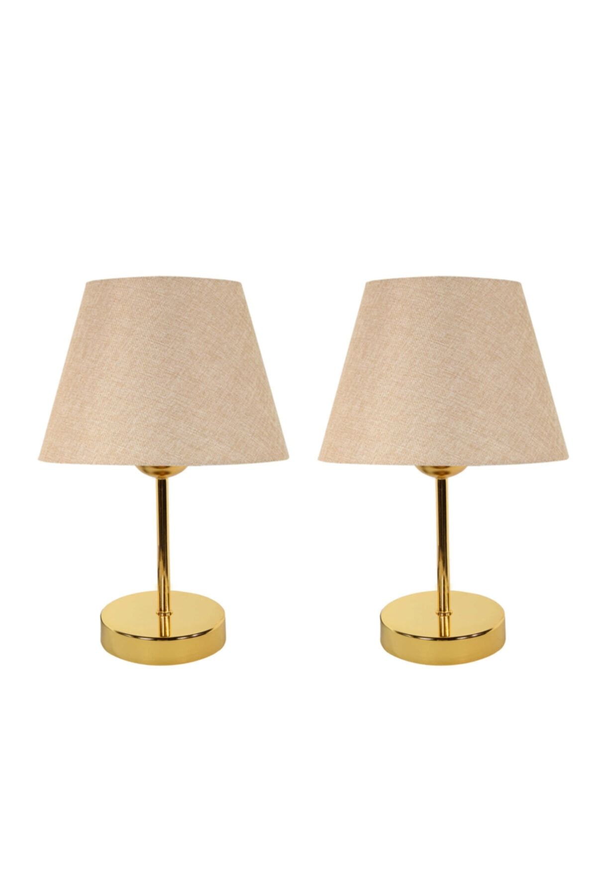 Bysay Fiesta Fiesta Sun Metal Ayaklı Ikili Abajur Masa Lambası - Gold (Pudra)