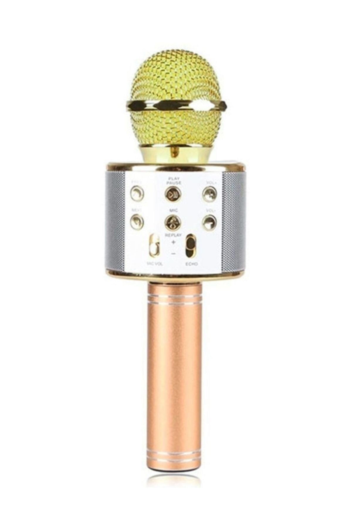 pazariz Profesyonel Bluetoothlu Karaoke Mikrofon - Aux Sdcard - Gold