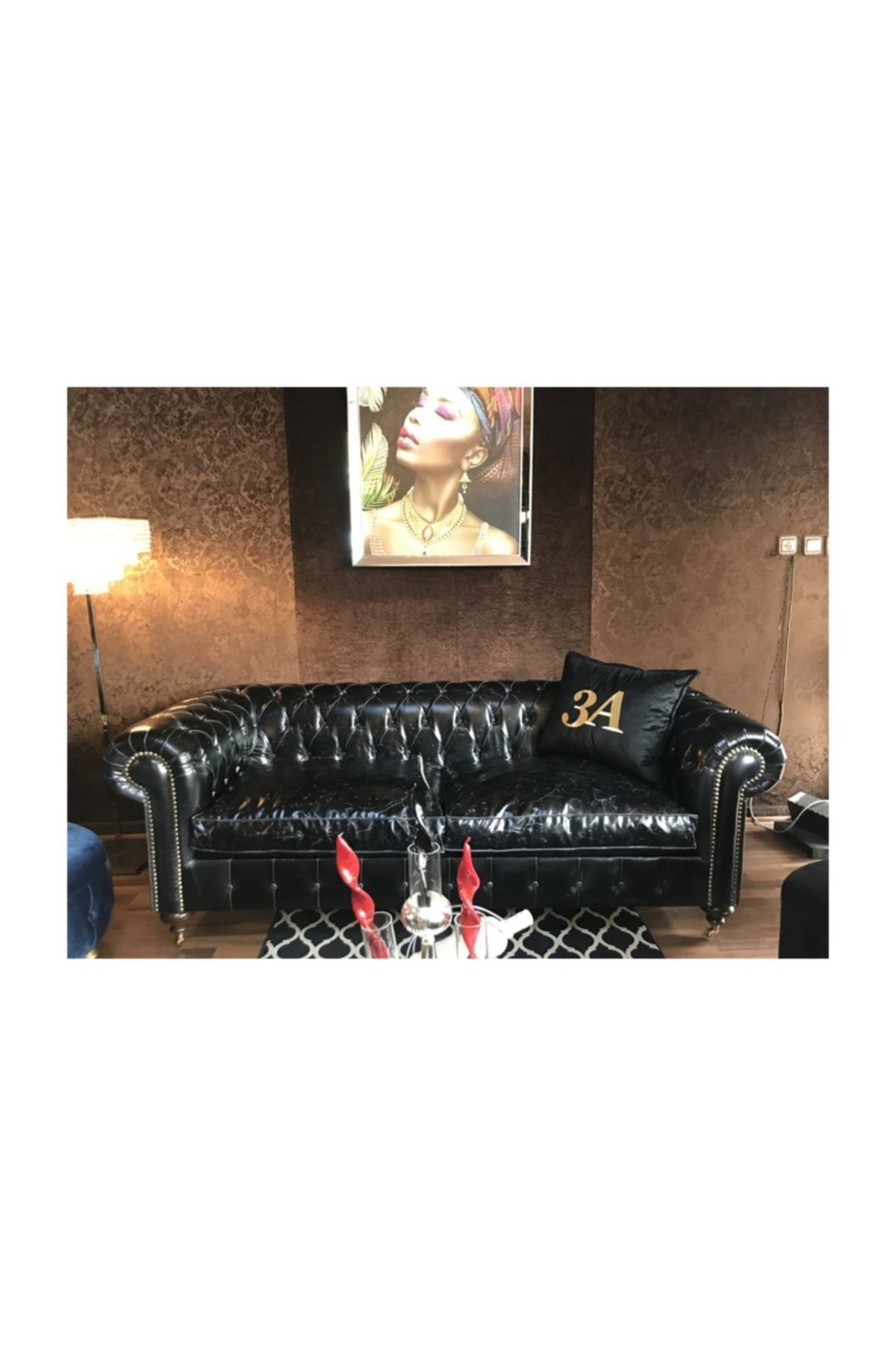 3A Mobilya Siyah Pullap Chesterfield