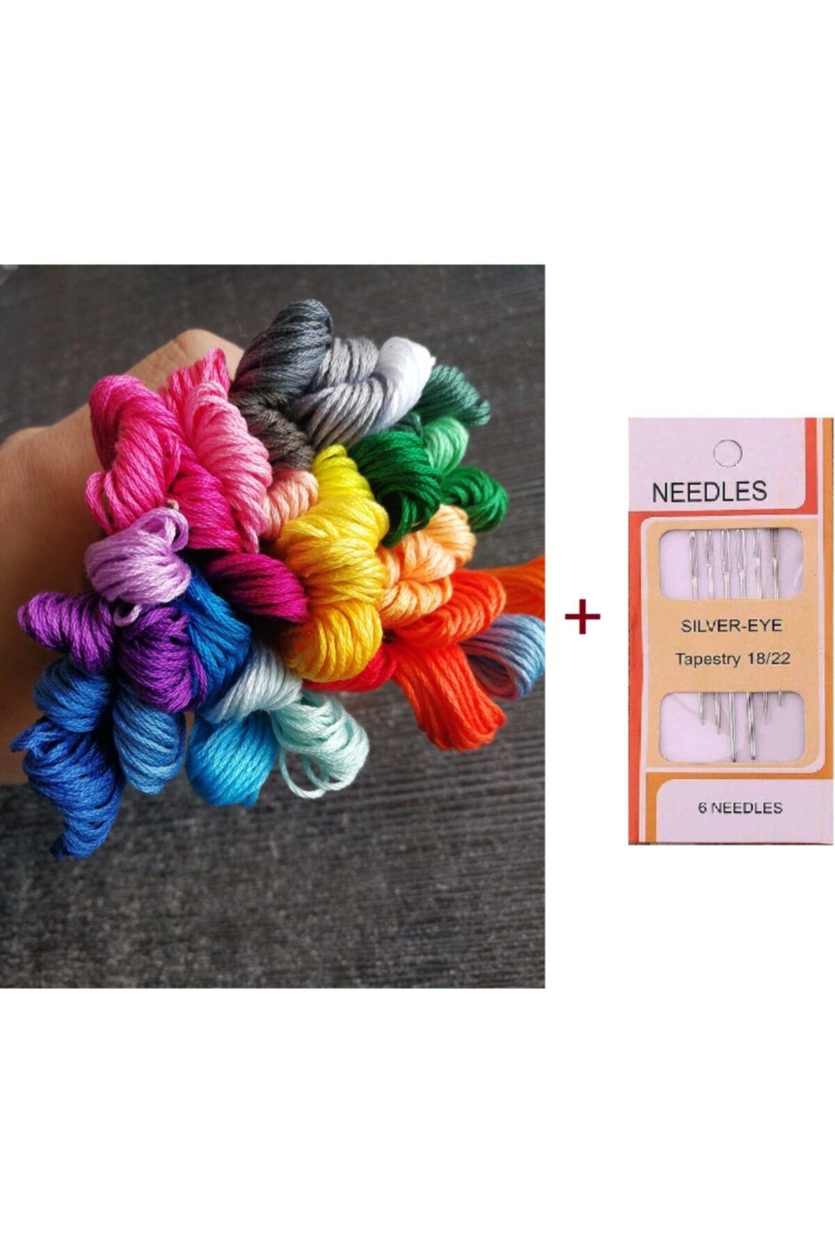 Almila 25 Ip + 6 Lı Iğne Seti --25 Farklı Renk Etamin, Kanaviçe,brezilya Nakış Ipi