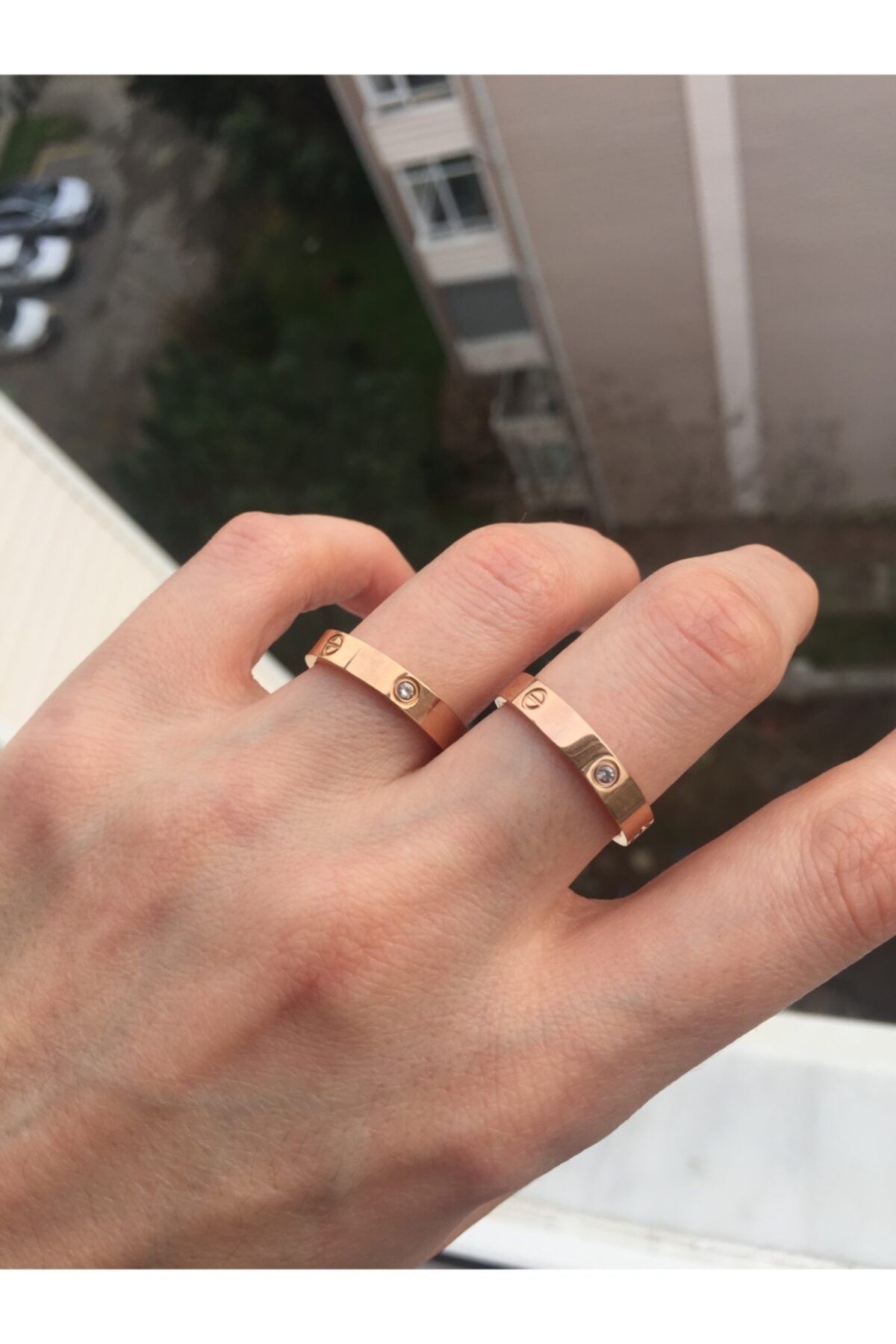 ACCESSORIES WORLD Çelik Zirkon Taşlı Rose Cartier Yüzük