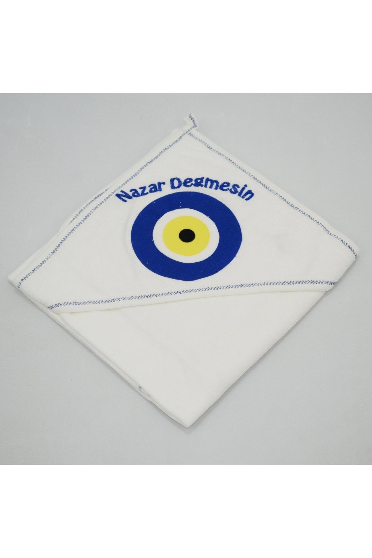 Mila Bebe Akyu Bebek Nazar Boncuk Işlemeli Banyo Havlusu 86x86