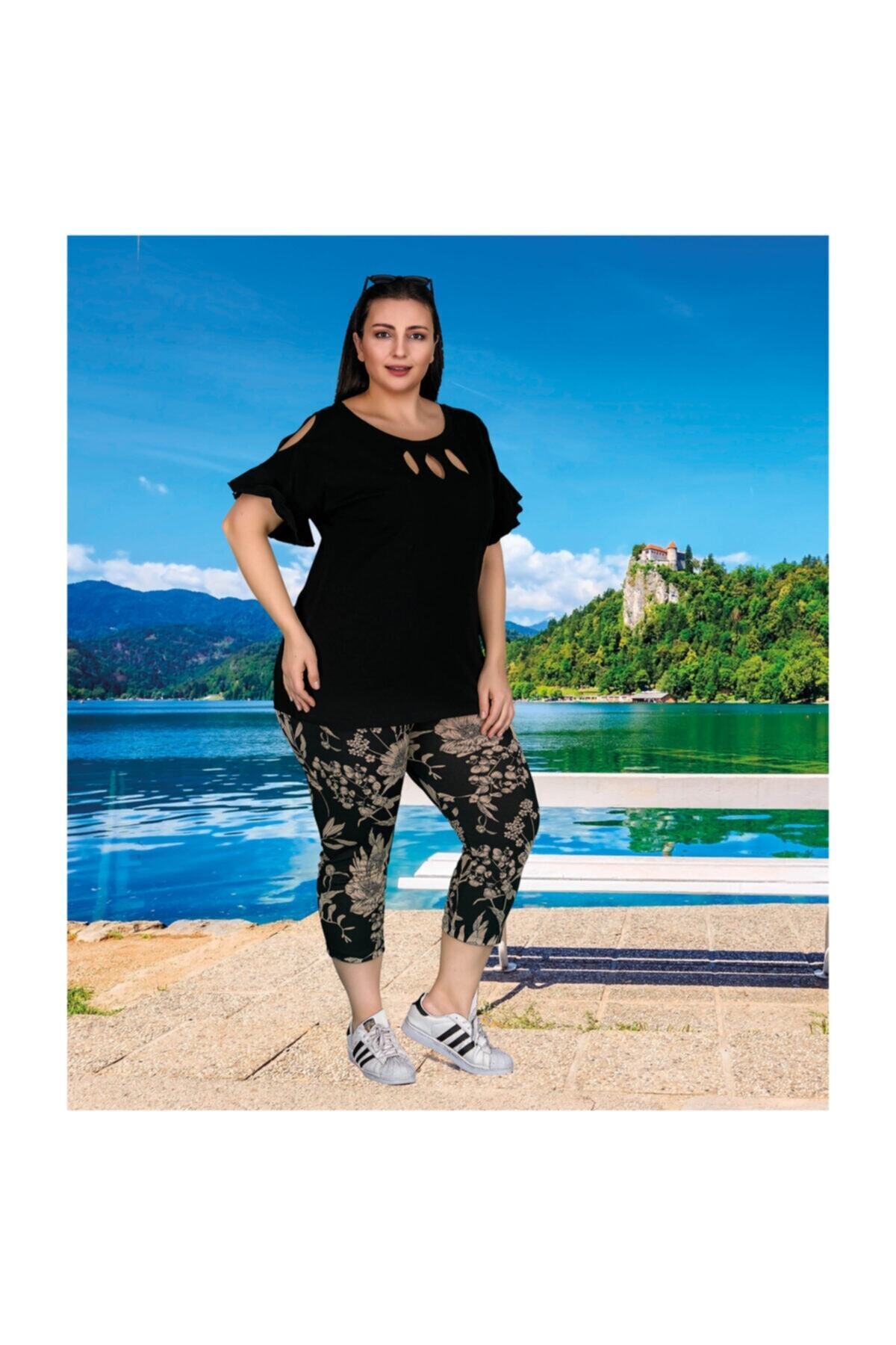 Lady Büyük Beden Kadın Kapri Takım L-10520