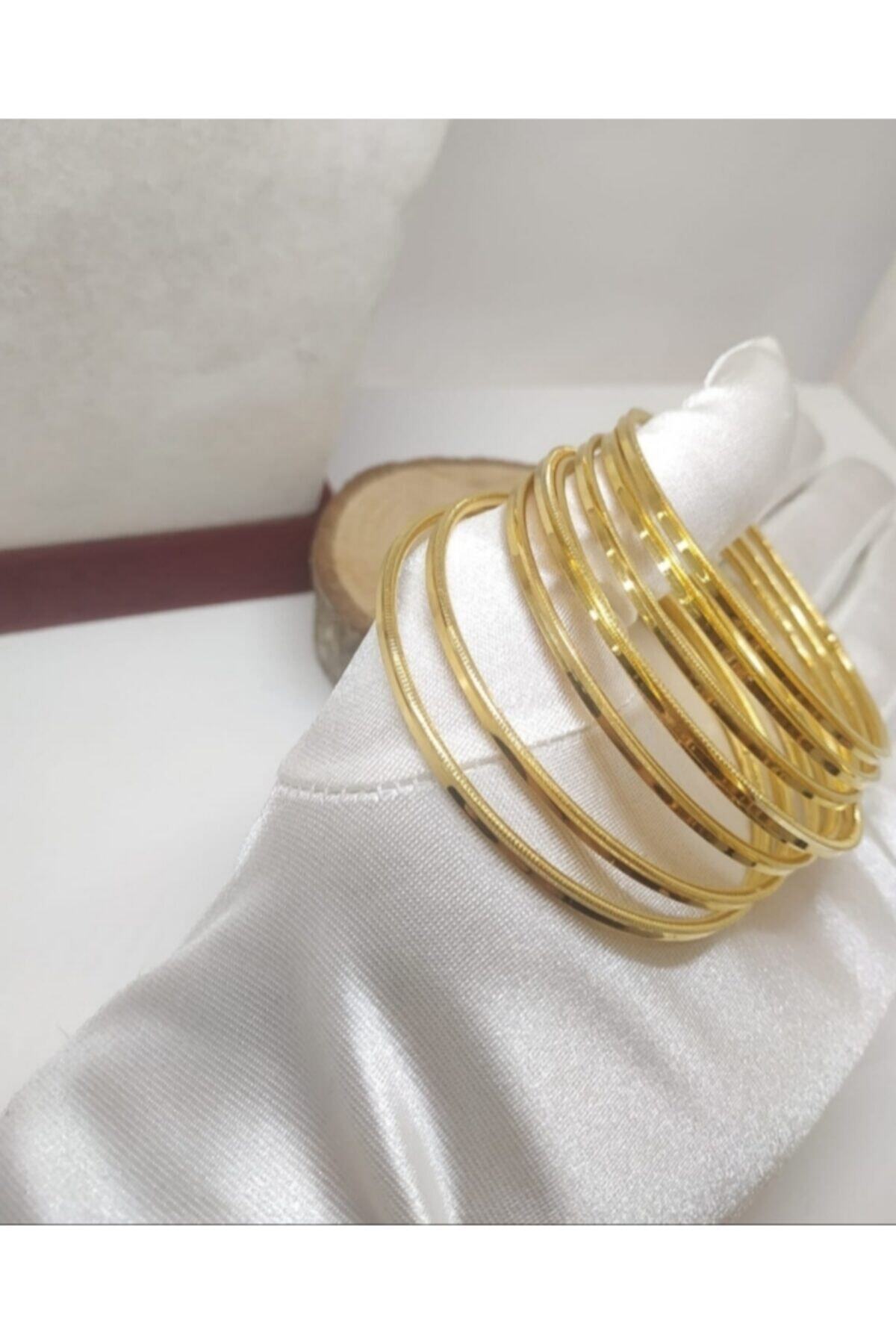 Gülsu Design 22 Ayar Altın Kaplama Kadın Gold 7 Adet Ajda Bilezik