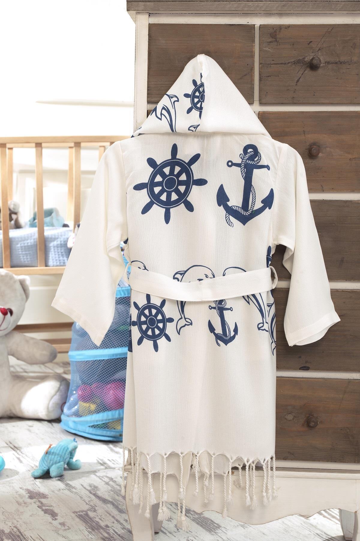 Soft Colours Naturel Bambu Peştemal Bebek Banyo Plaj Bornozu - Kaptan