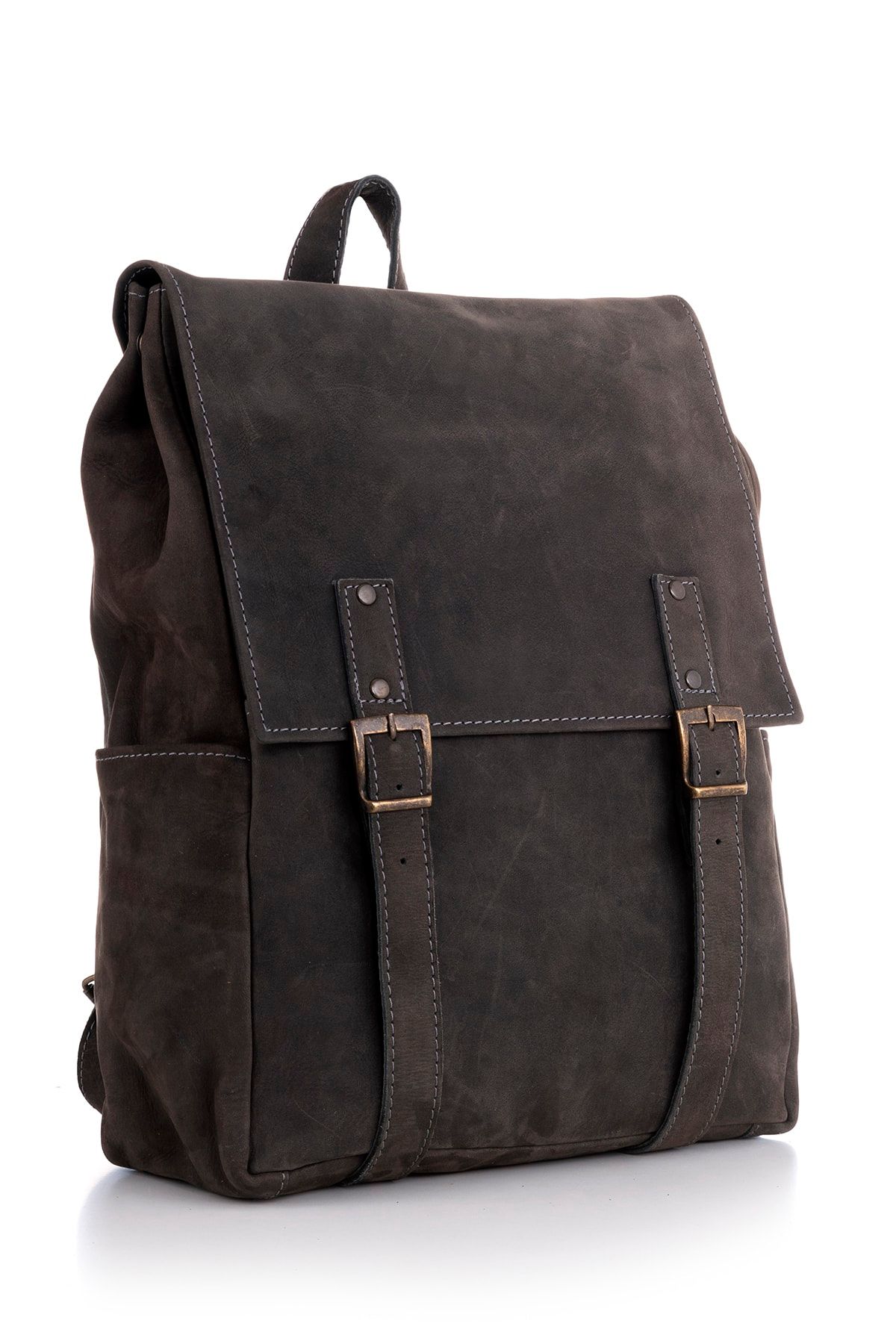 Peacepack Wachiwi Unisex Füme Renkte Hakiki Deri Sırt Çantası