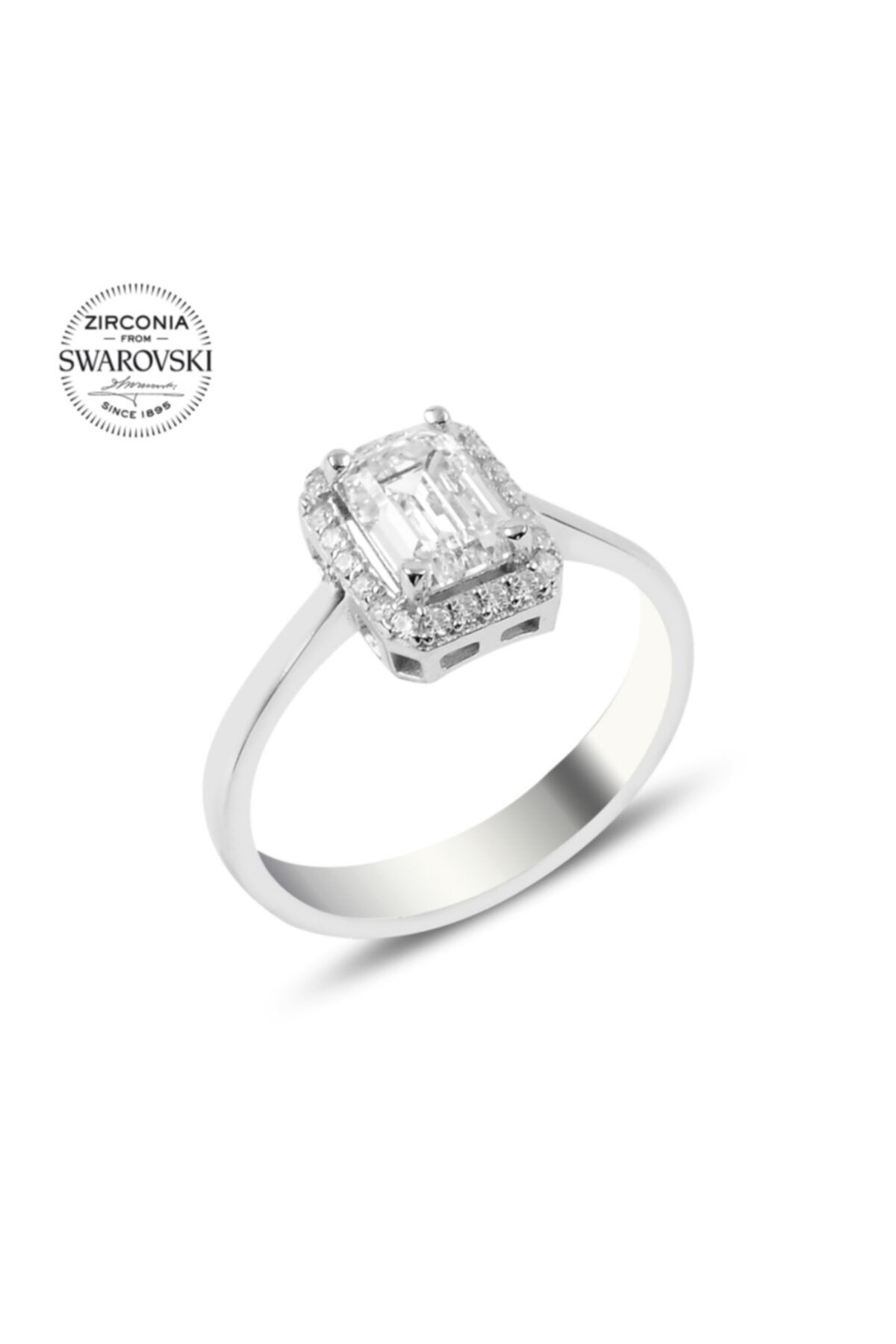 Angemiel Swarovski Zirconia Baget Taşlı Tektaş Yüzük
