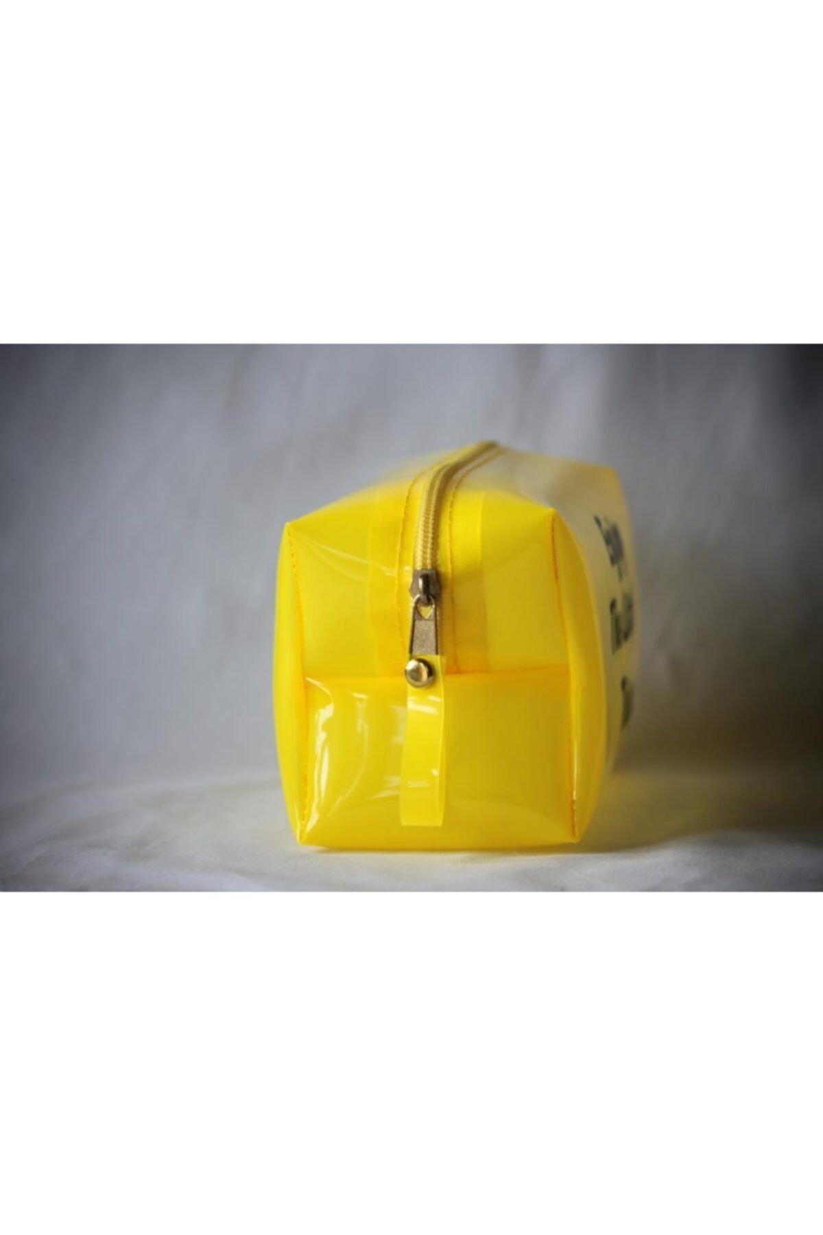 NobbeCompany Sarı Şeffaf Transparan Vinil Makyaj Çantası, Kalemlik, Transparent Vinyl Makeup Bag, Pencil Case