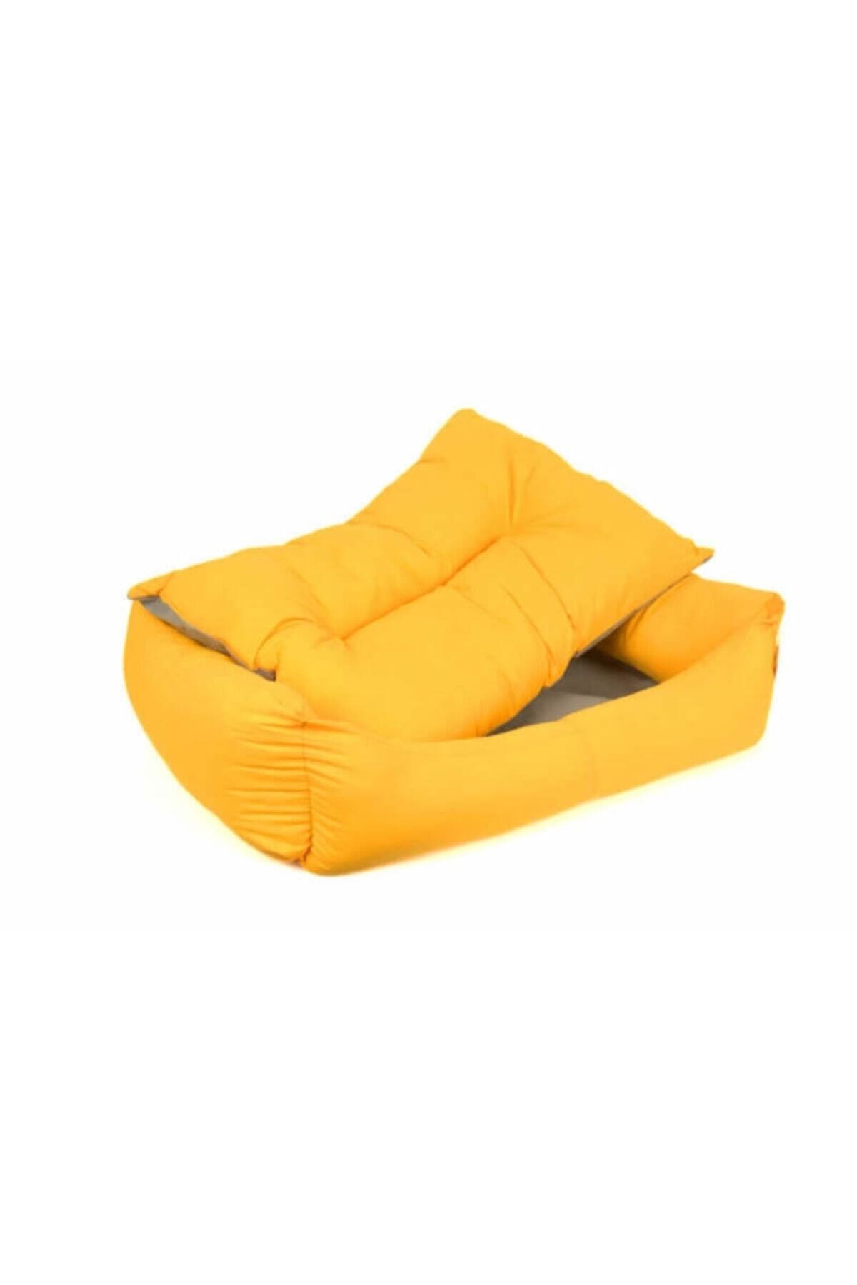 Pet Preety Kedi Köpek Için Kumaş Yatak No:2 Sarı Ebat:65x50x18cm