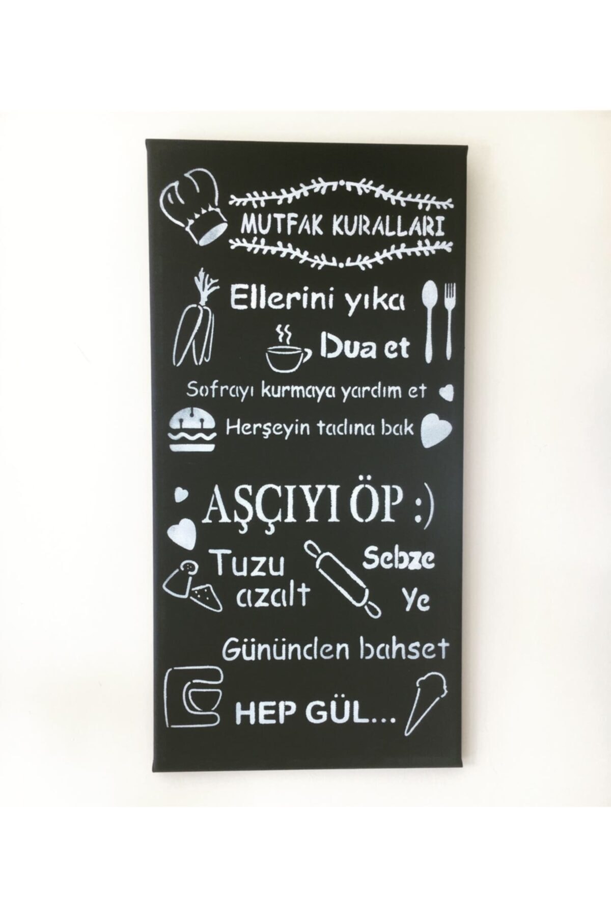 EL YAPIMI Mutfak Kuralları Panosu - 1. Sınıf Kalite Tuval