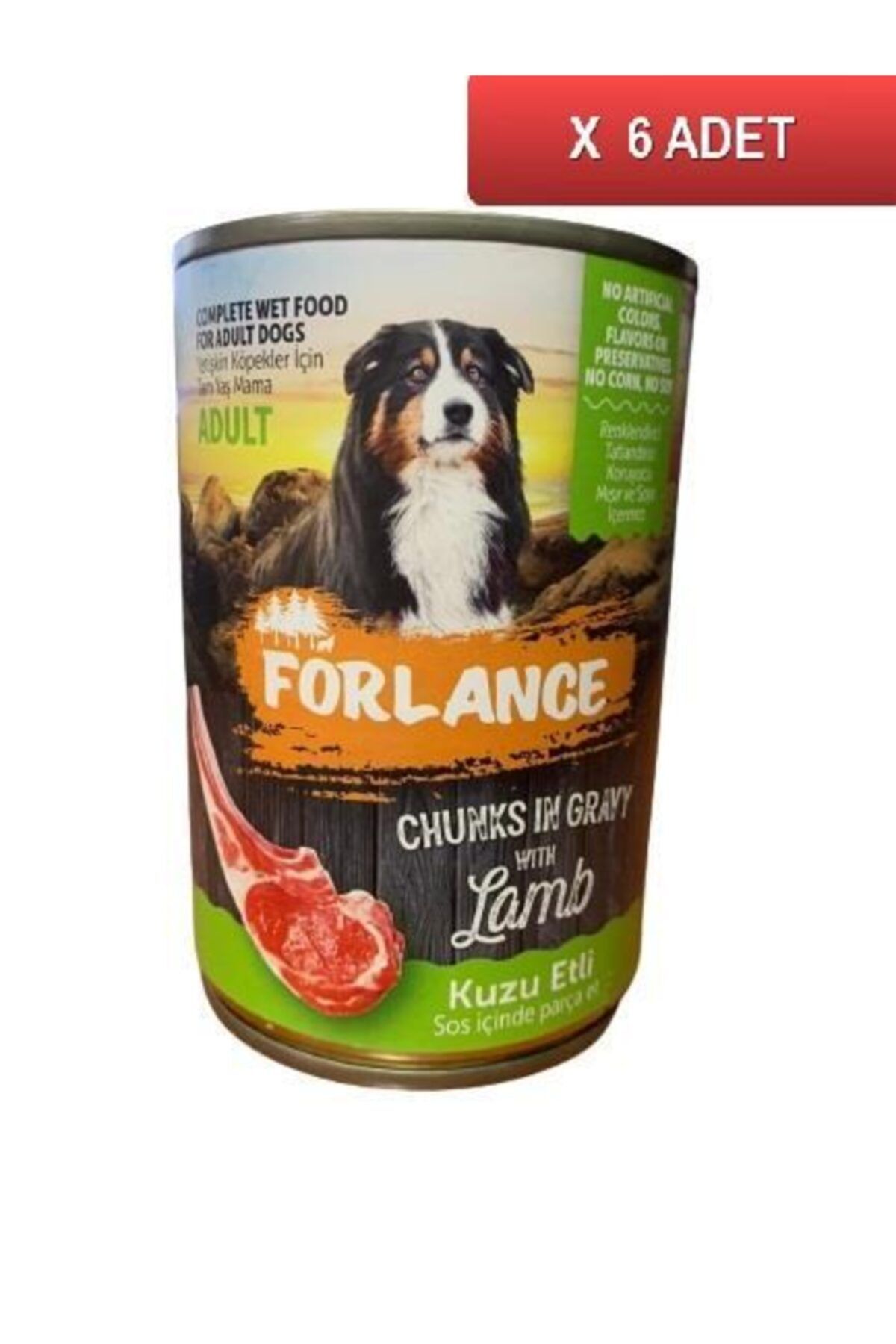 Forlance Kuzu Parça Etli Soslu Yetişkin Köpek Konserve Mama 400 Gr (6 Adet)