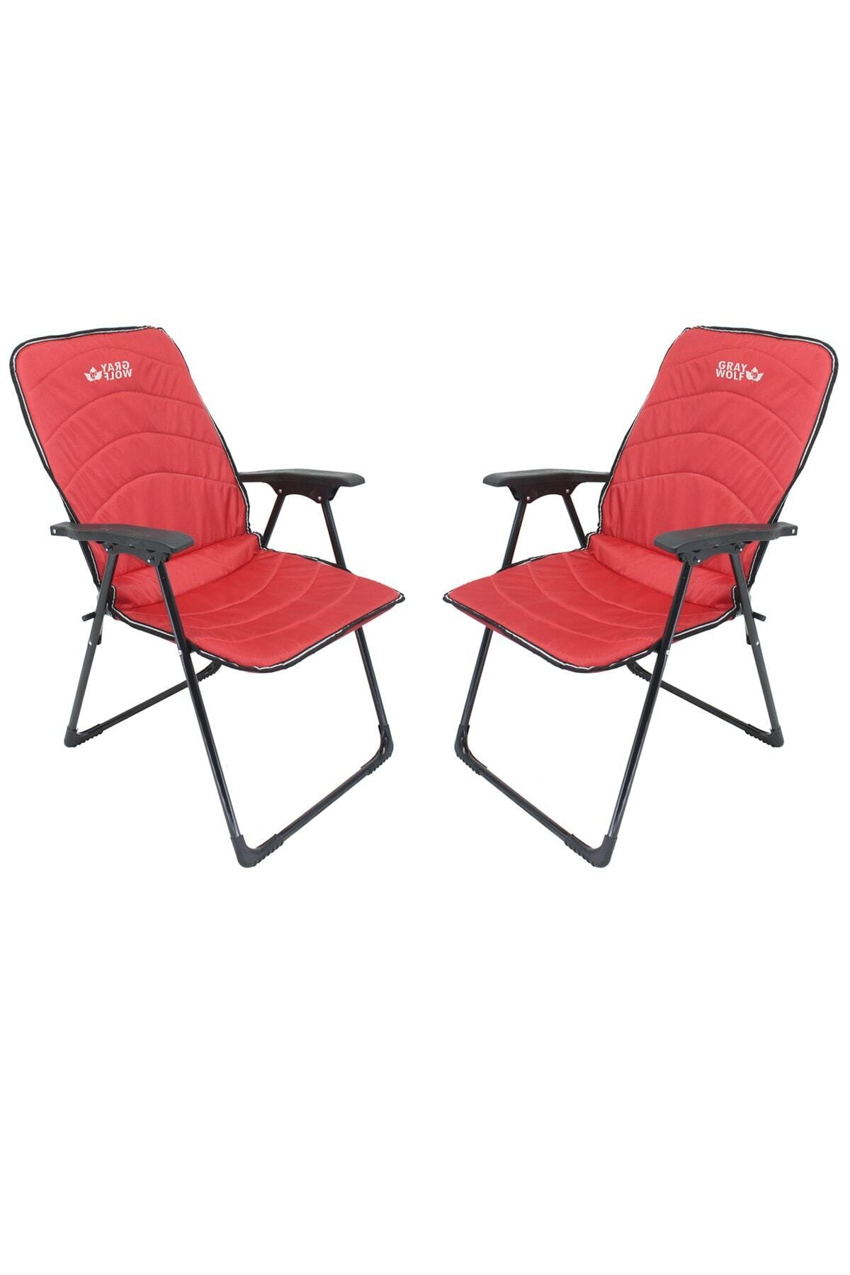 GRAY WOLF Quatro Katlanır Kamp Sandalyesi - Kırmızı (2 Adet)