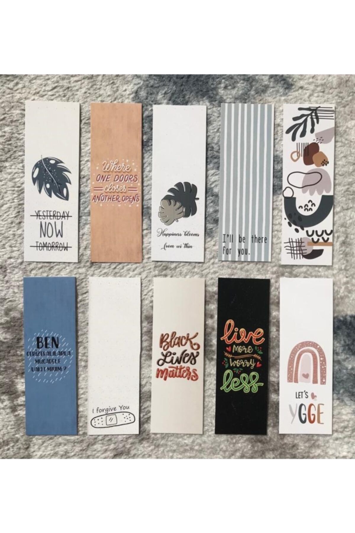 Paytak Moda Yazılı Motto Desenli 10'lu Kitap Ayraç Seti Pytkayr20