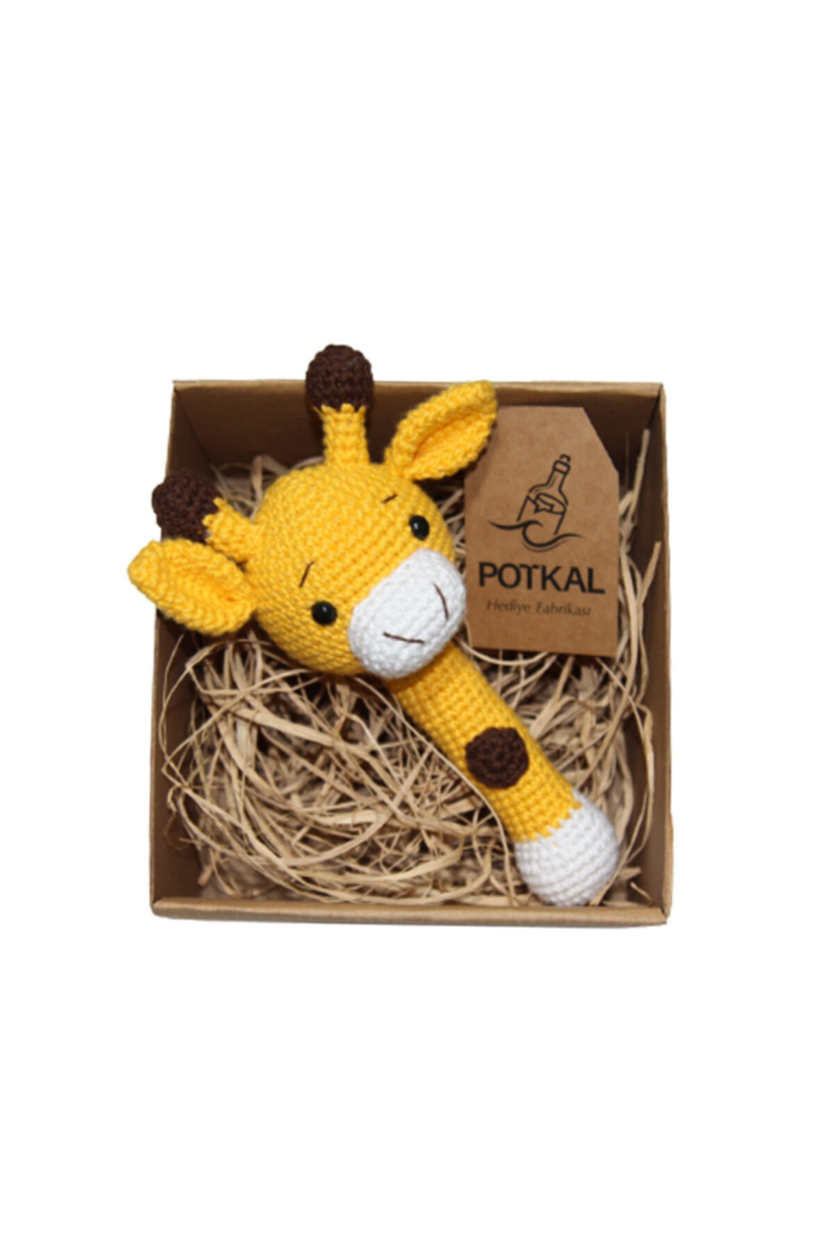 Potkal Hediye Fabrikası Sevimli Zürafa Amigurumi Organik Yeni Doğan Bebek Çocuk Oyuncak Çıngırak