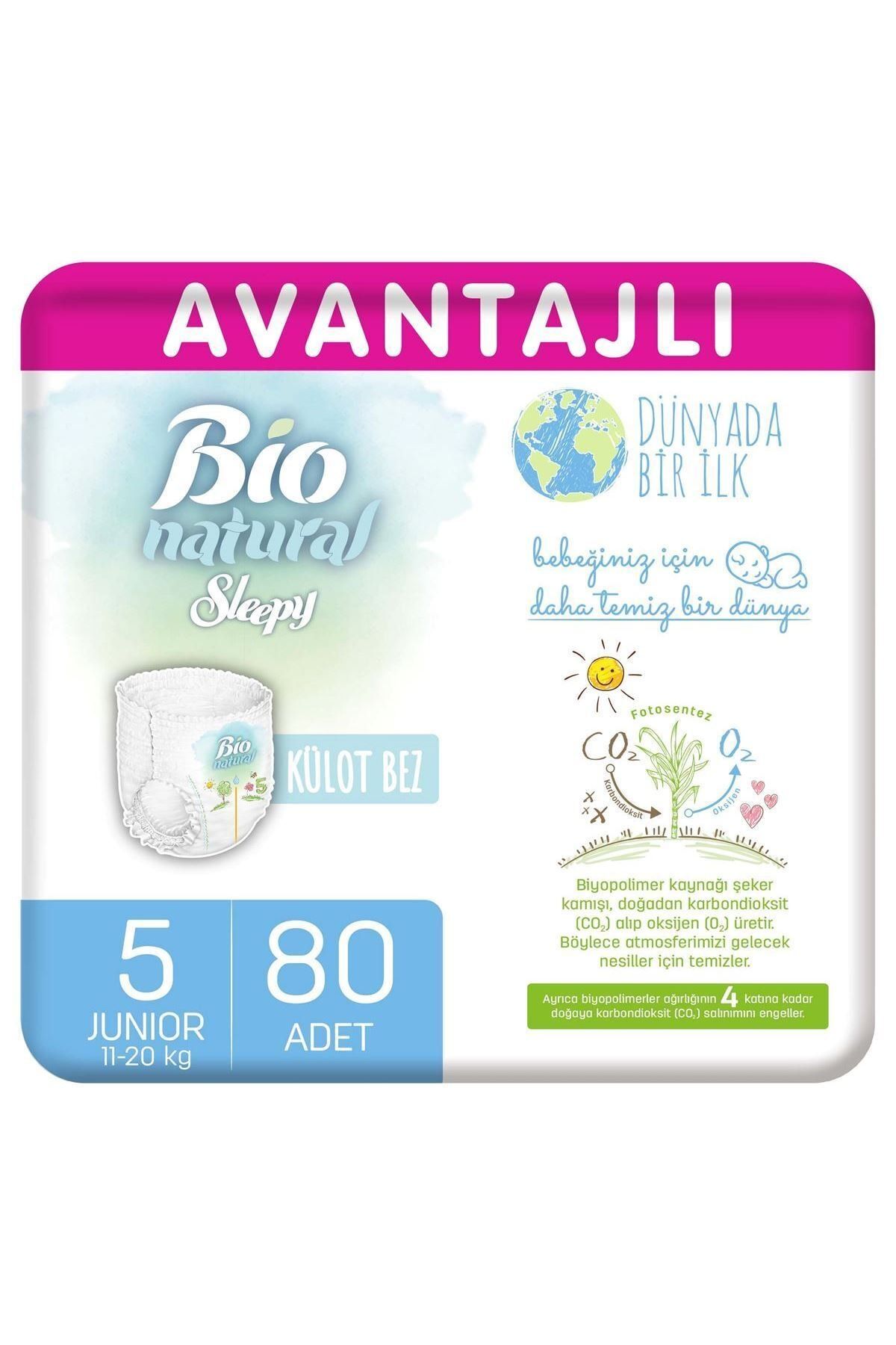 Sleepy Bio Natural Avantajlı Külot Bez 5 Numara Junior 80 Adet