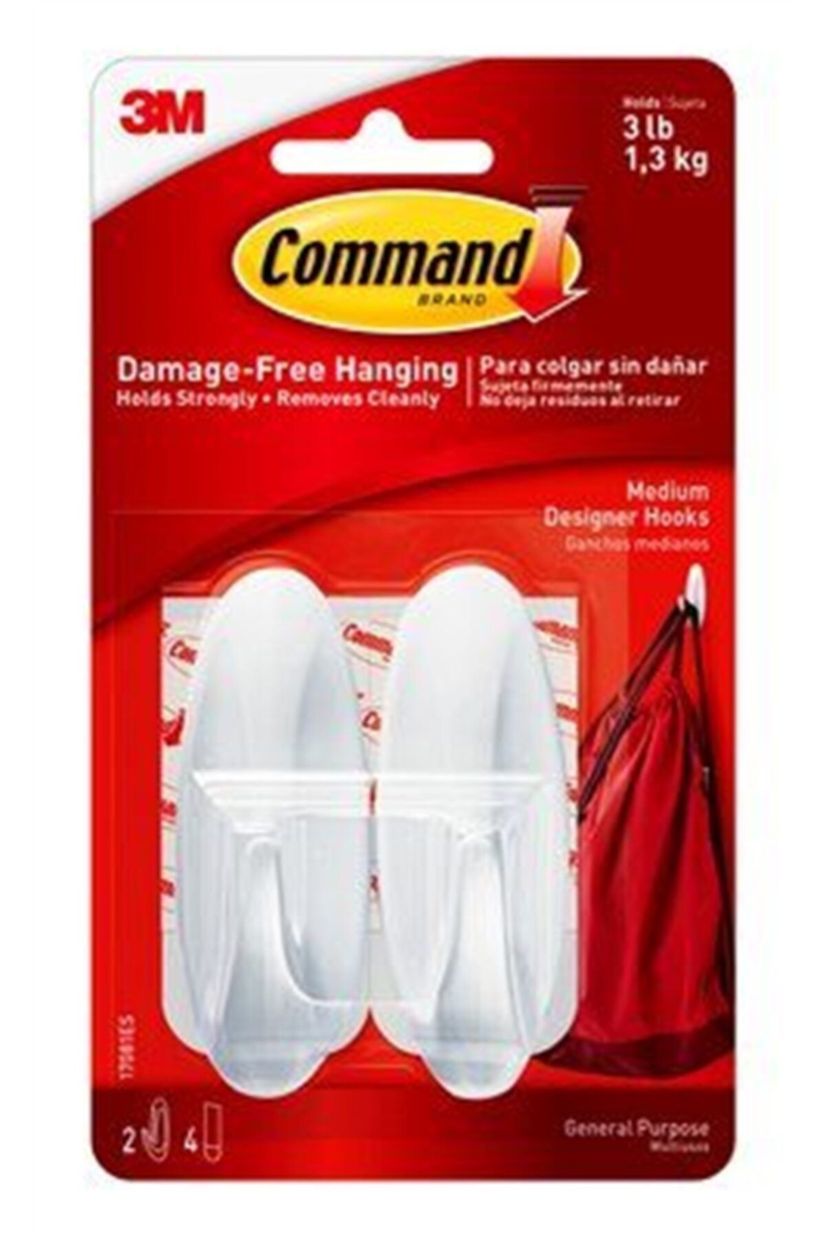 COMMAND Yapışkanlı Askı 2'li 3m 950034