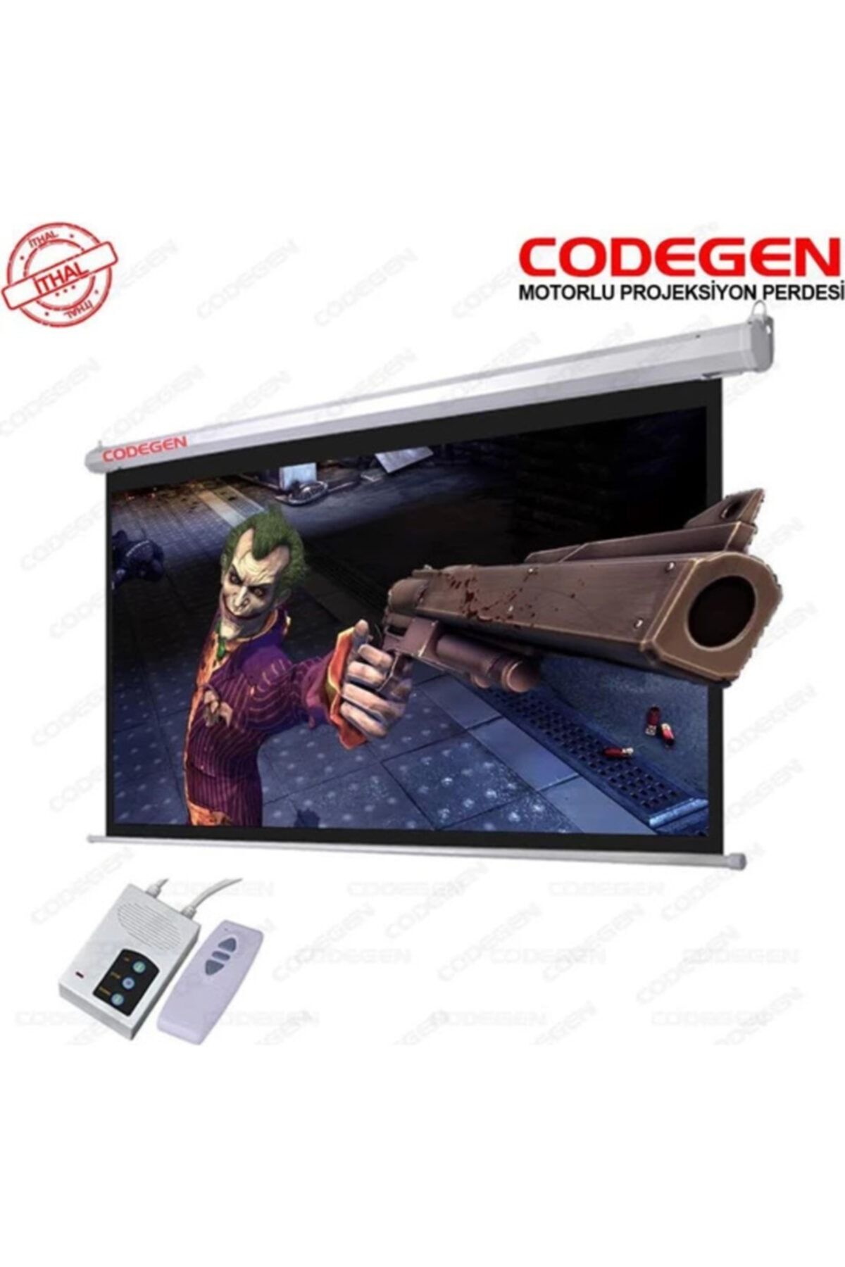 CODEGEN (ex-18) 180x180 Motorlu Uzaktan Kumandalı Projeksiyon Perdesi