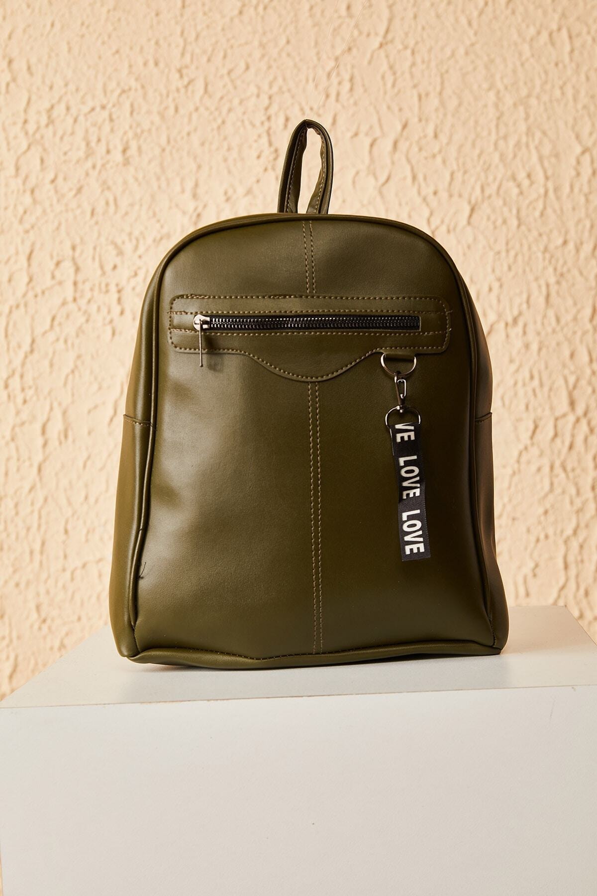 Bianco Lucci Bag Kadın Haki Suni Deri Sırt Çantası Cnt082