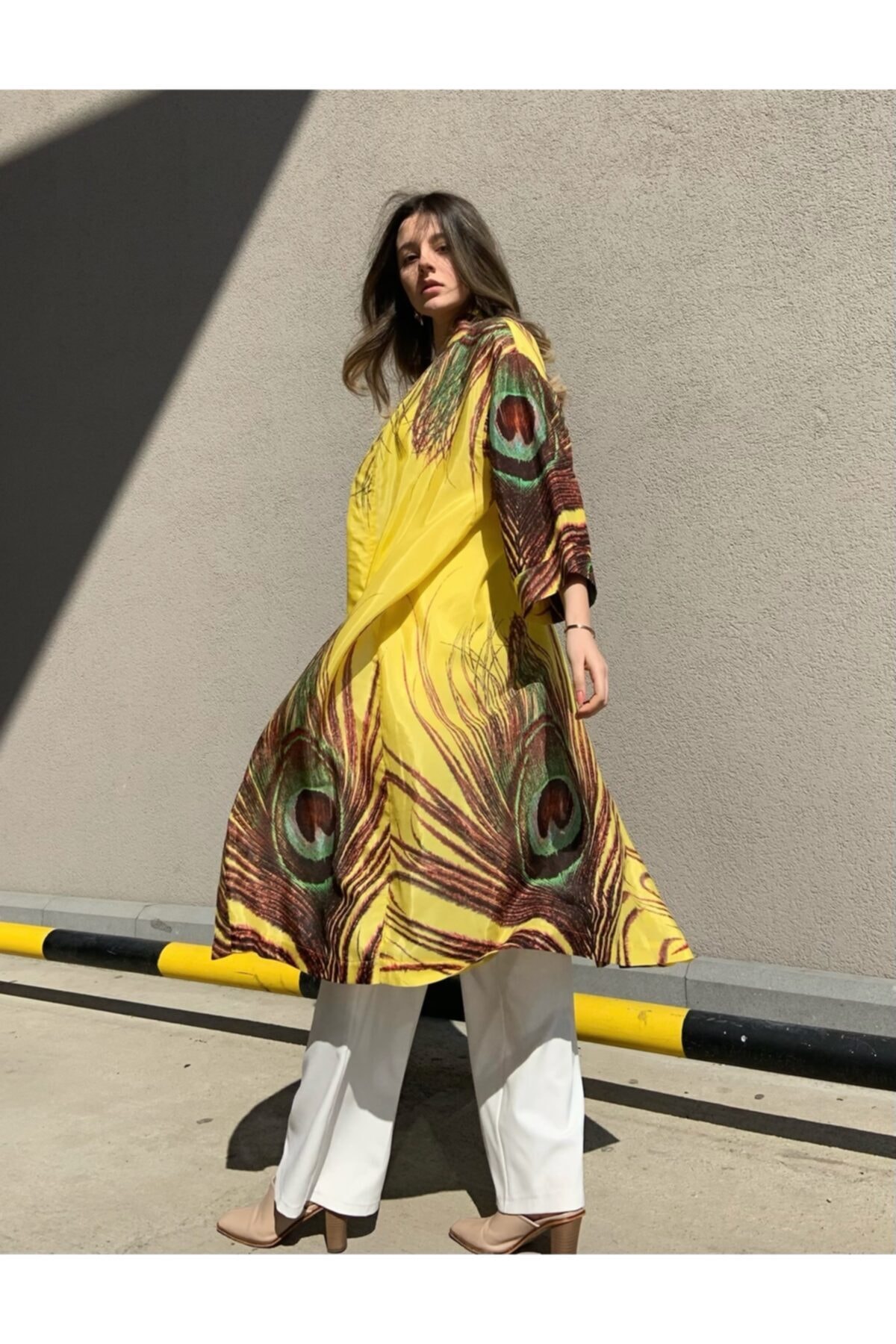 LA GRÂCE Sarı Desenli Kimono