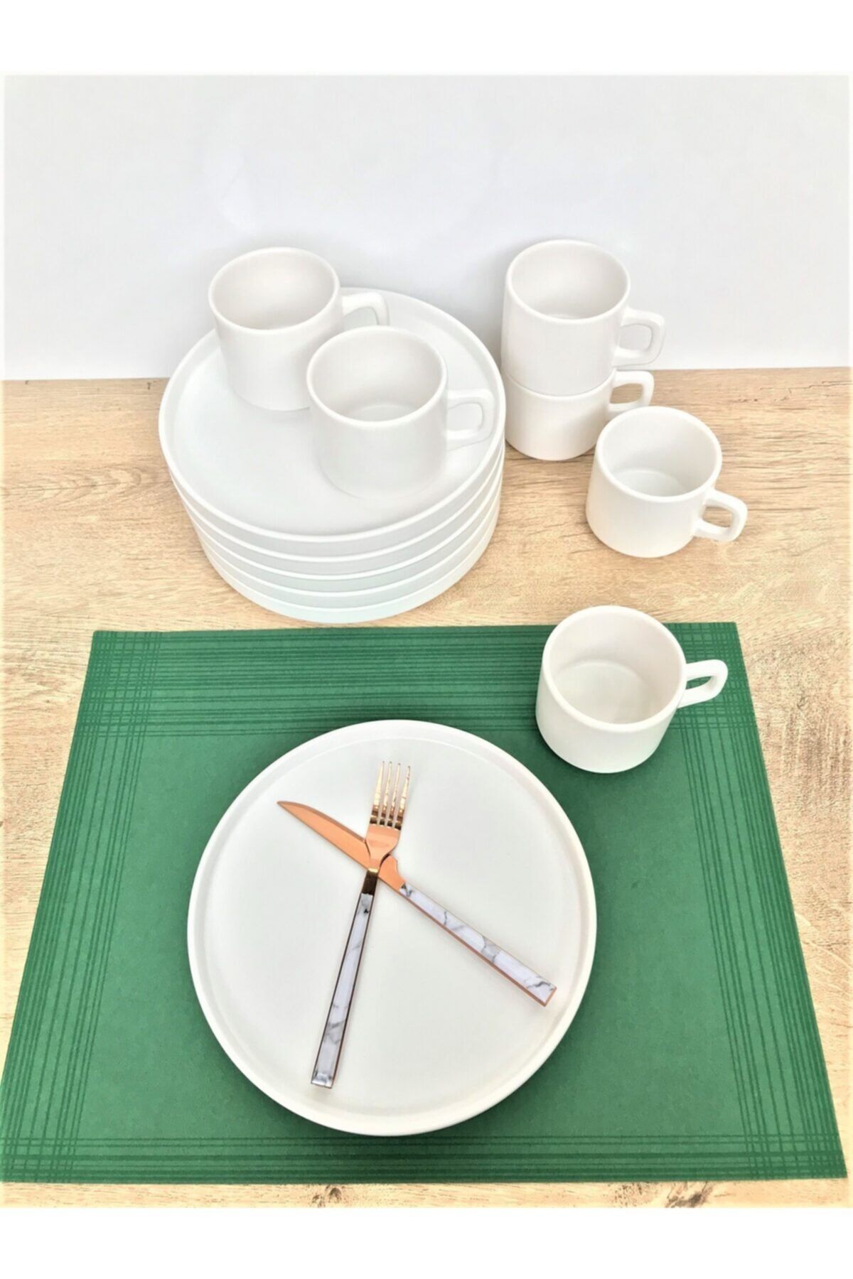 GULHANILE Stackable Mat Beyaz 12 Parça 6 Kişilik Kahvaltı Takımı
