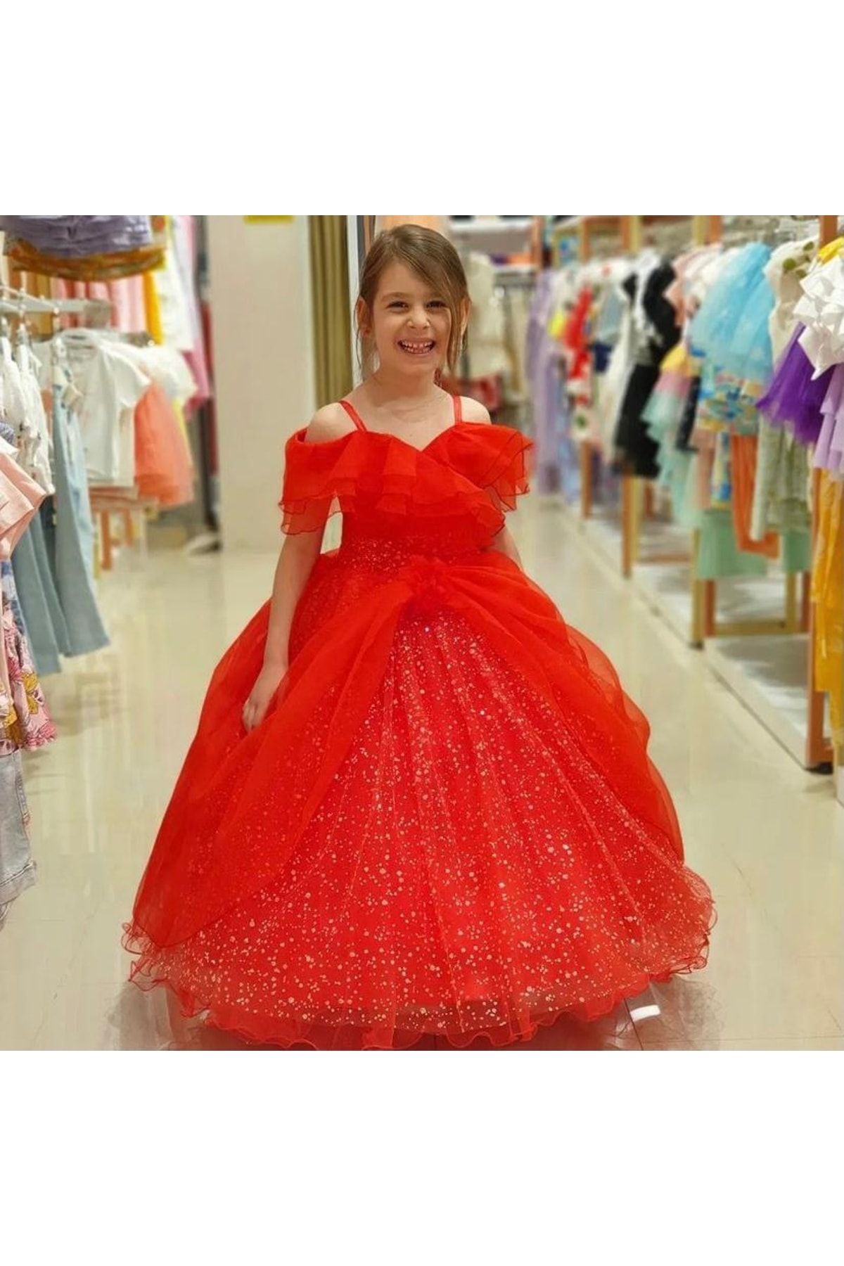 magu Girl s Red Tarlatan Evening Dress Trendyol