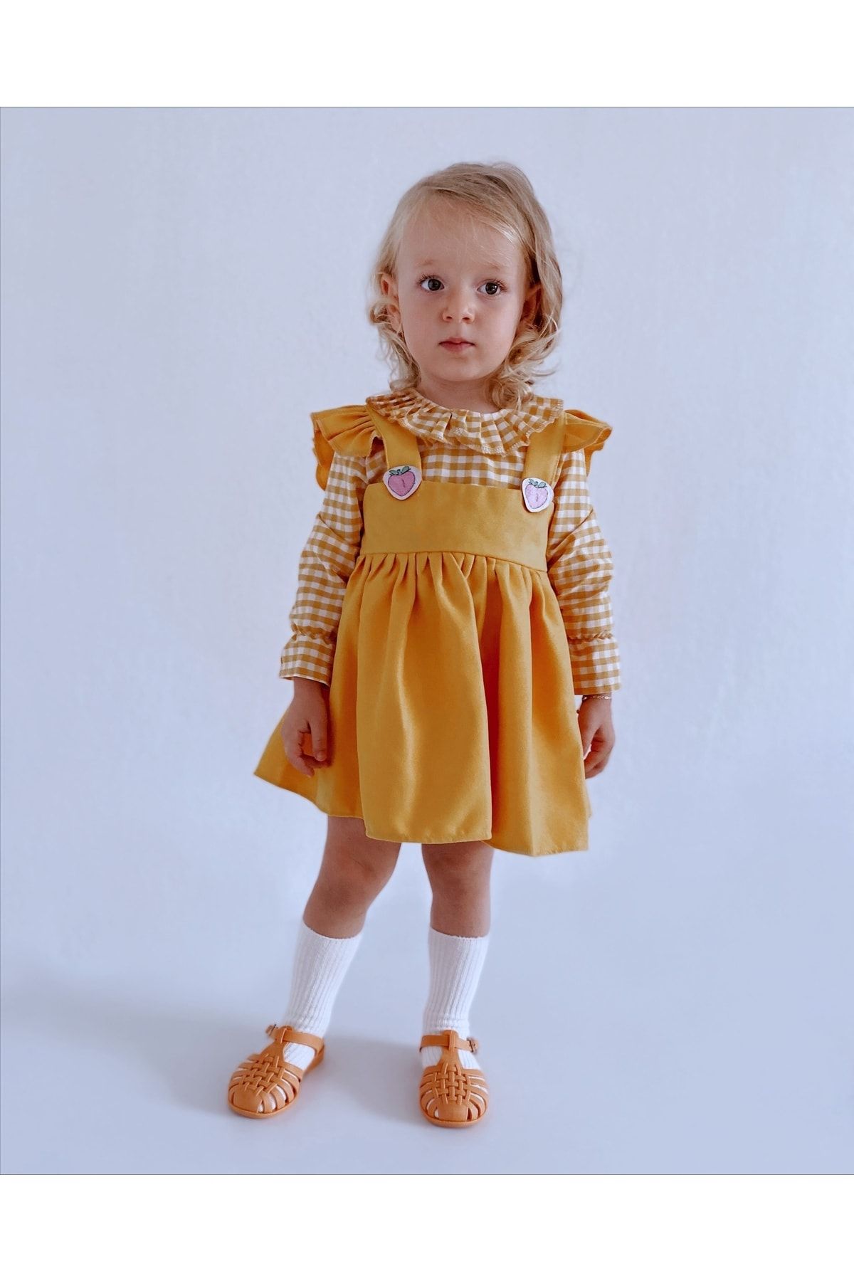 Le Petite Sole Yellow Gingham Shirt Dress Trendyol