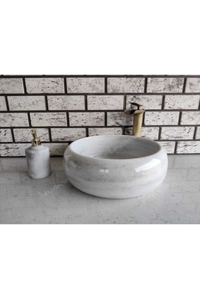 Beyaz Teker Mermer Lavabo Image 0