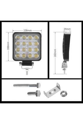Traktör Tepe Lambası Çalışma Lambası 16 Ledli 4 Adet Image 1