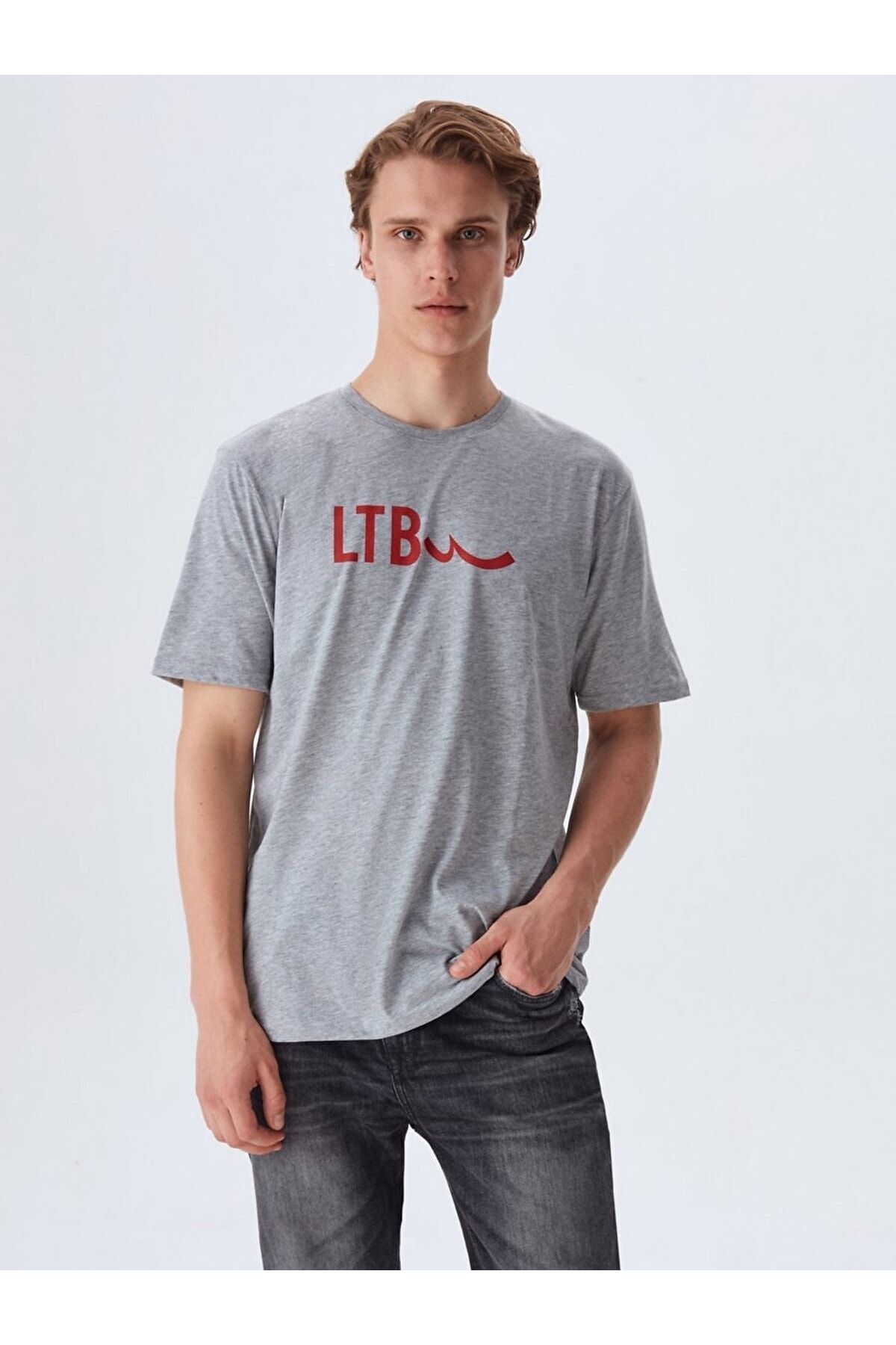 Ltb Graues T-Shirt mit Logo - Trendyol