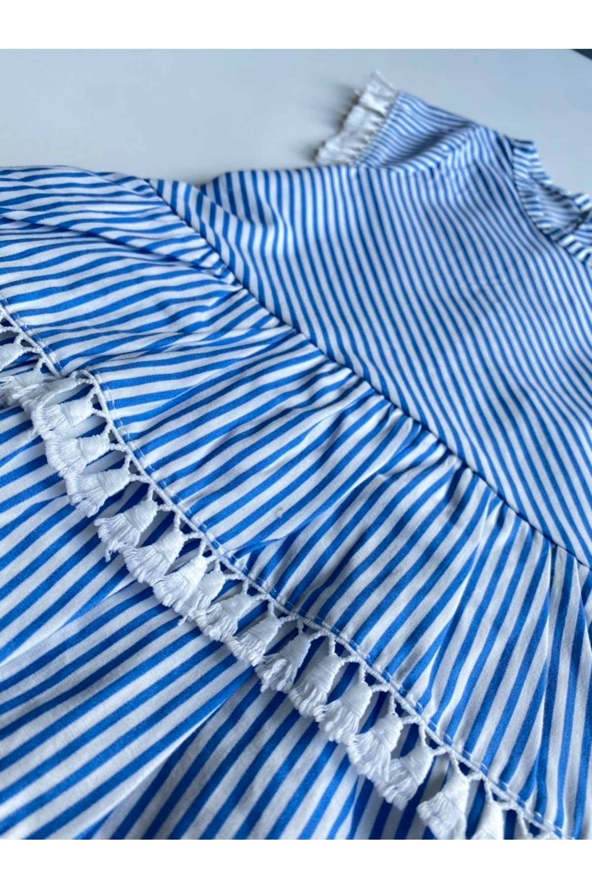 Minimoi Baby Girl Striped Tassel Dress Trendyol