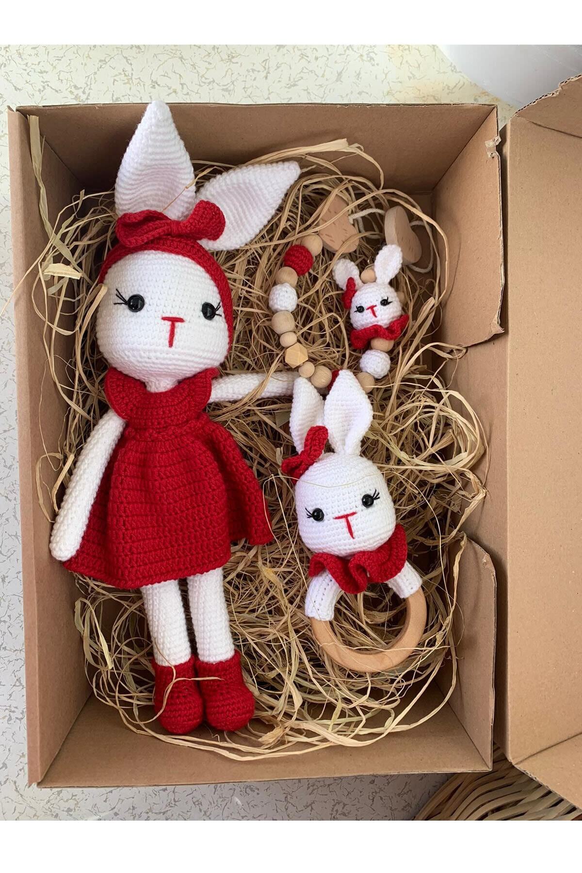 hobikaradeniz Organik Örgü Oyuncak Amigurumi Uyku Arkadaşı Kız Tavşan Seti