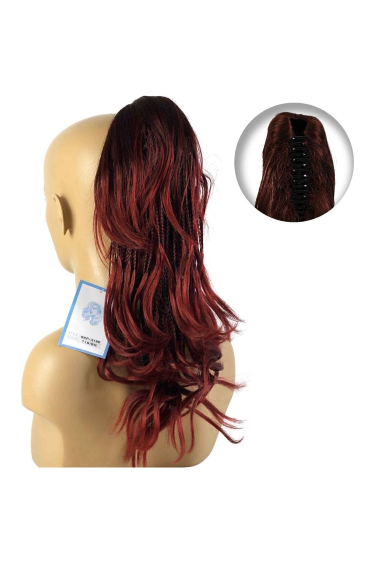 AYTUĞ PERUK Düz Örgülü Mandallı Kuyruk / Siyah Kızıl Ombre / Uzun / Rkp3196 - T1b.bg