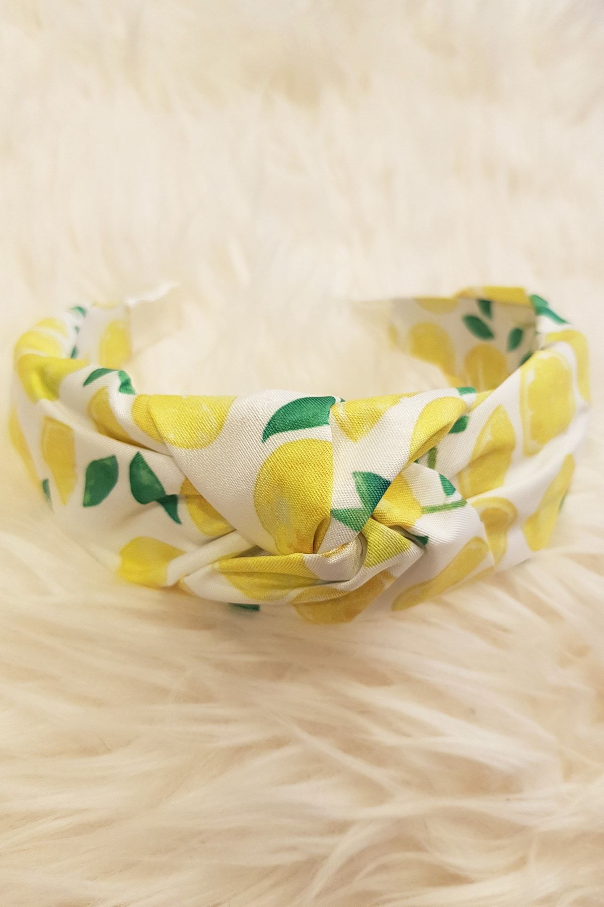 bahels kadin limon desen detayli yaz koleksiyon dugumlu lux model tac sac bandi fiyati yorumlari trendyol