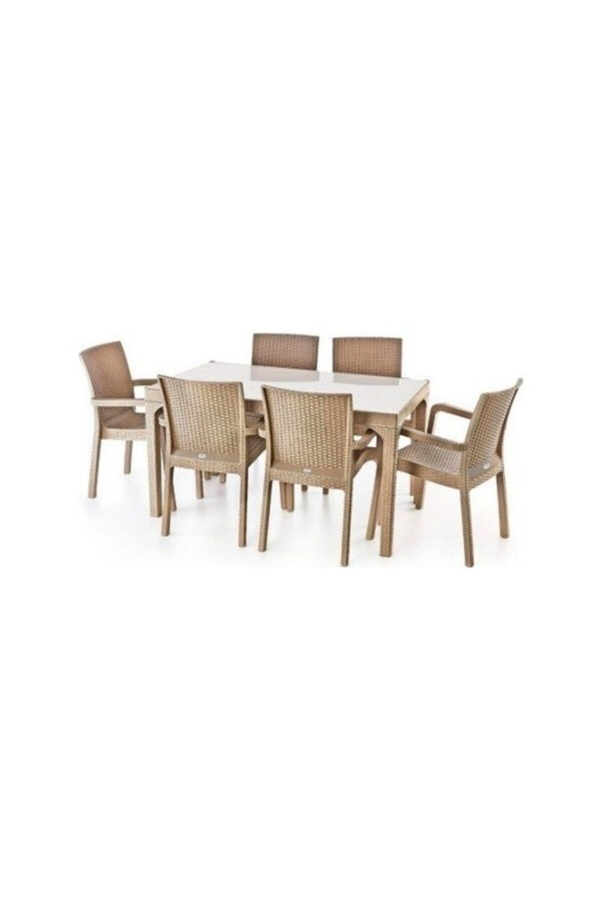 holiday rattan efektli camli masa takimi 6 kisilik cappuccino y573 fiyati yorumlari trendyol