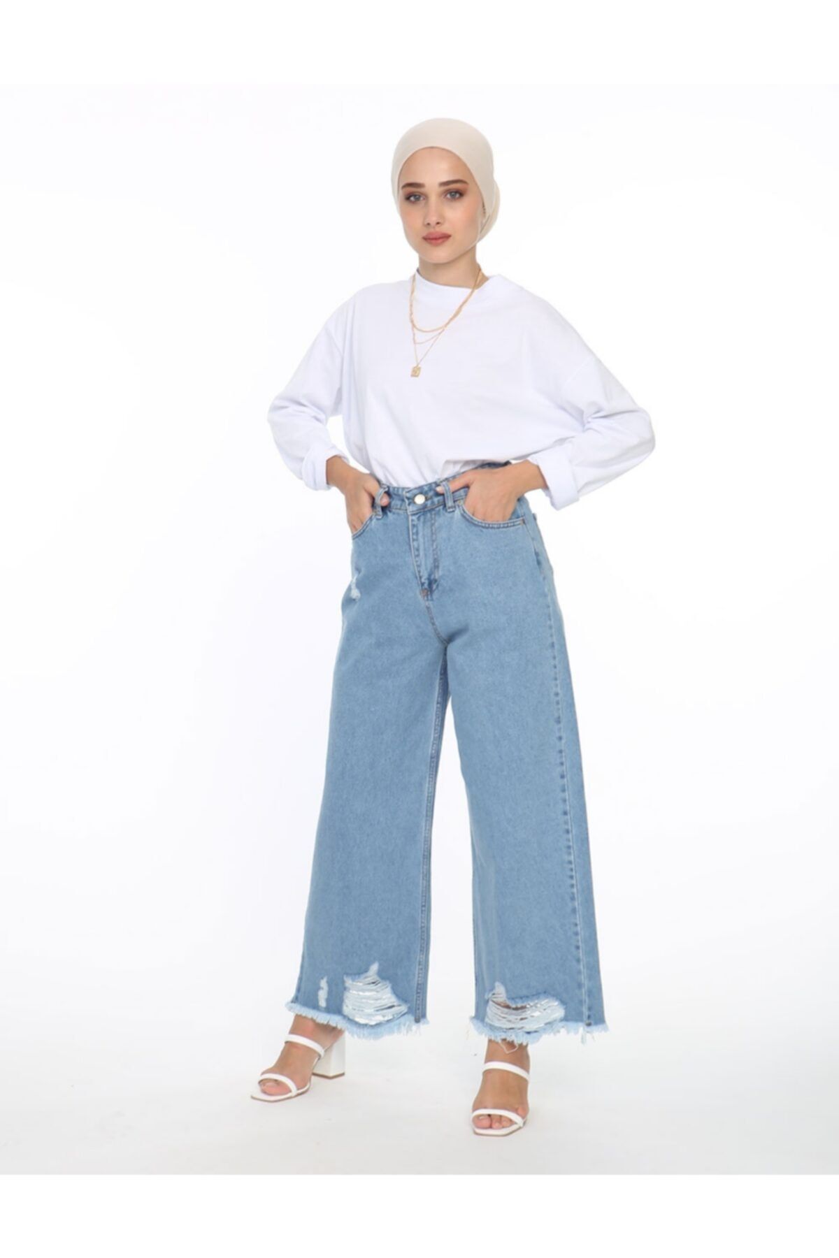 SİNDAL Slouchy Pantolon 4-1019 - Açık Kot