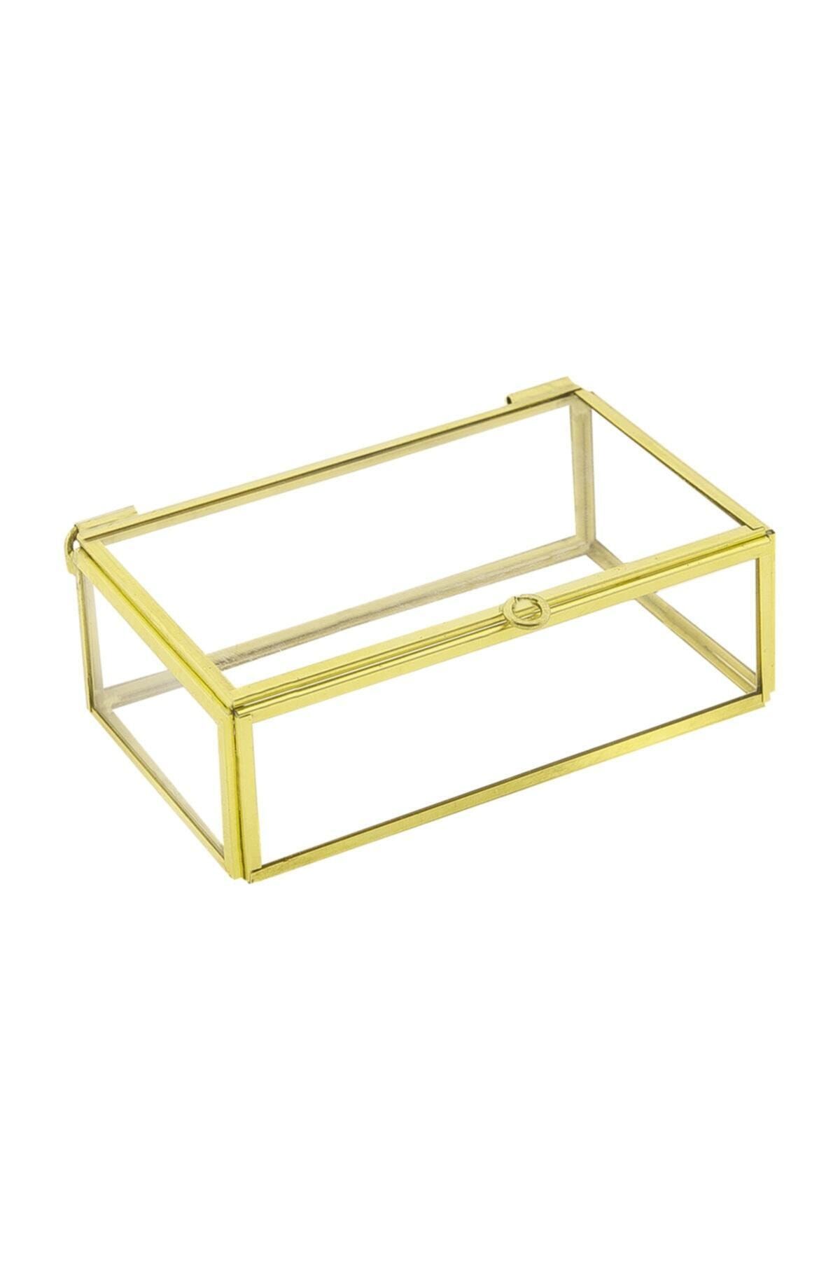 Ahşap Fikir Yüzük Kutusu Cam Kutu Midi Gold