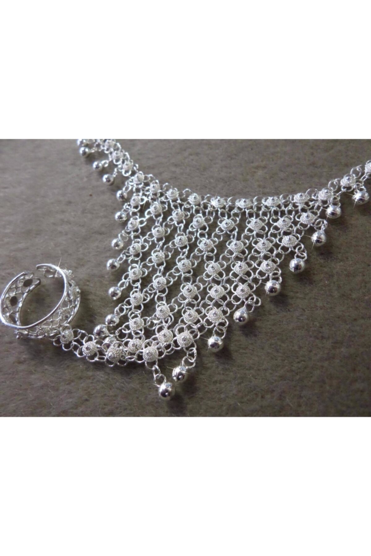 ÜLKÜ TELKARİ Kişniş - Akıtma - Telkari Gümüş Şahmeran - Eldiven ( 9 Lu En Büyük Boy )