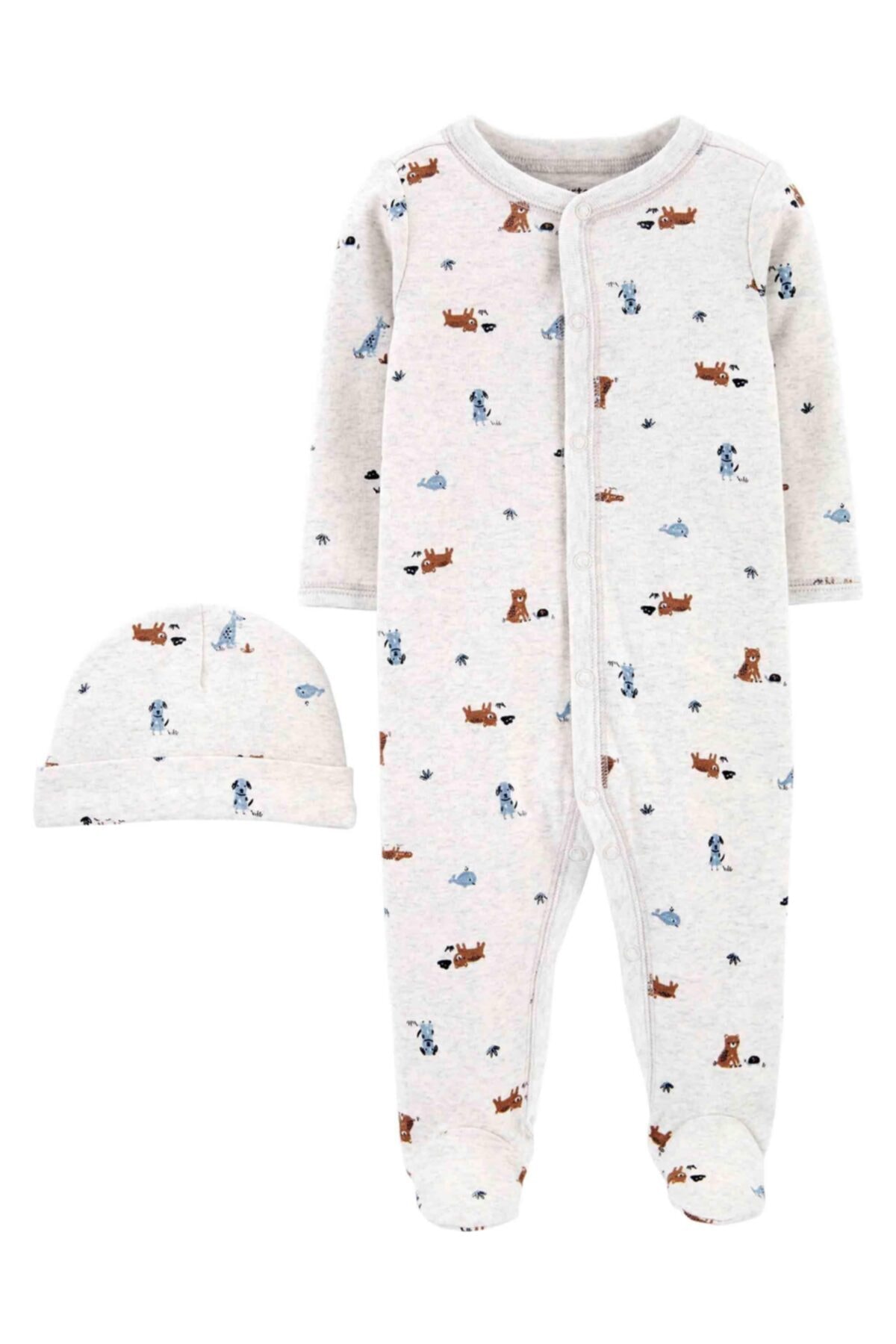 Carter's Layette Erkek Bebek Tulum Şapka Set 1ı732910 Grey