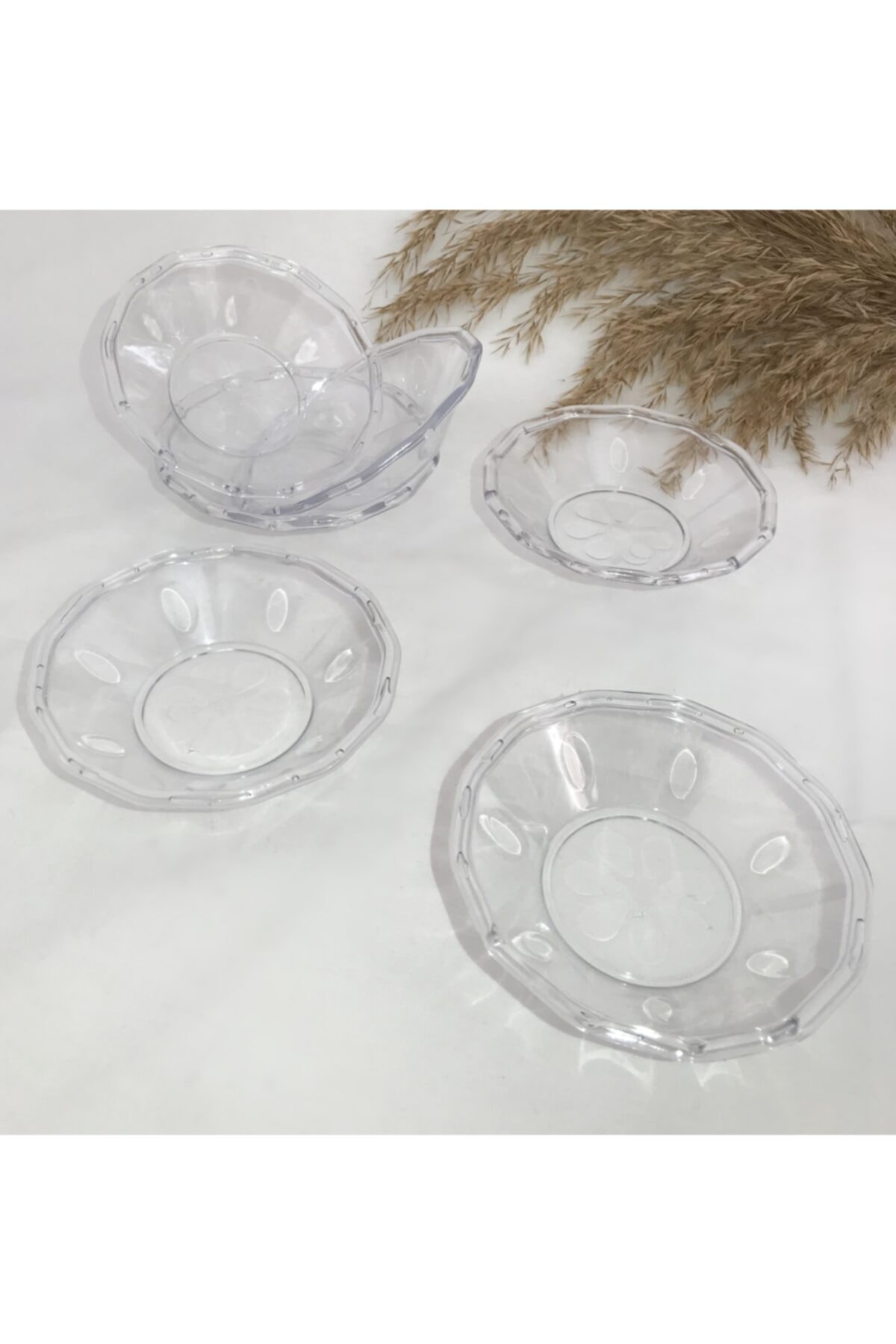 EVİMSAN 12'li Şeffaf Çay Tabağı