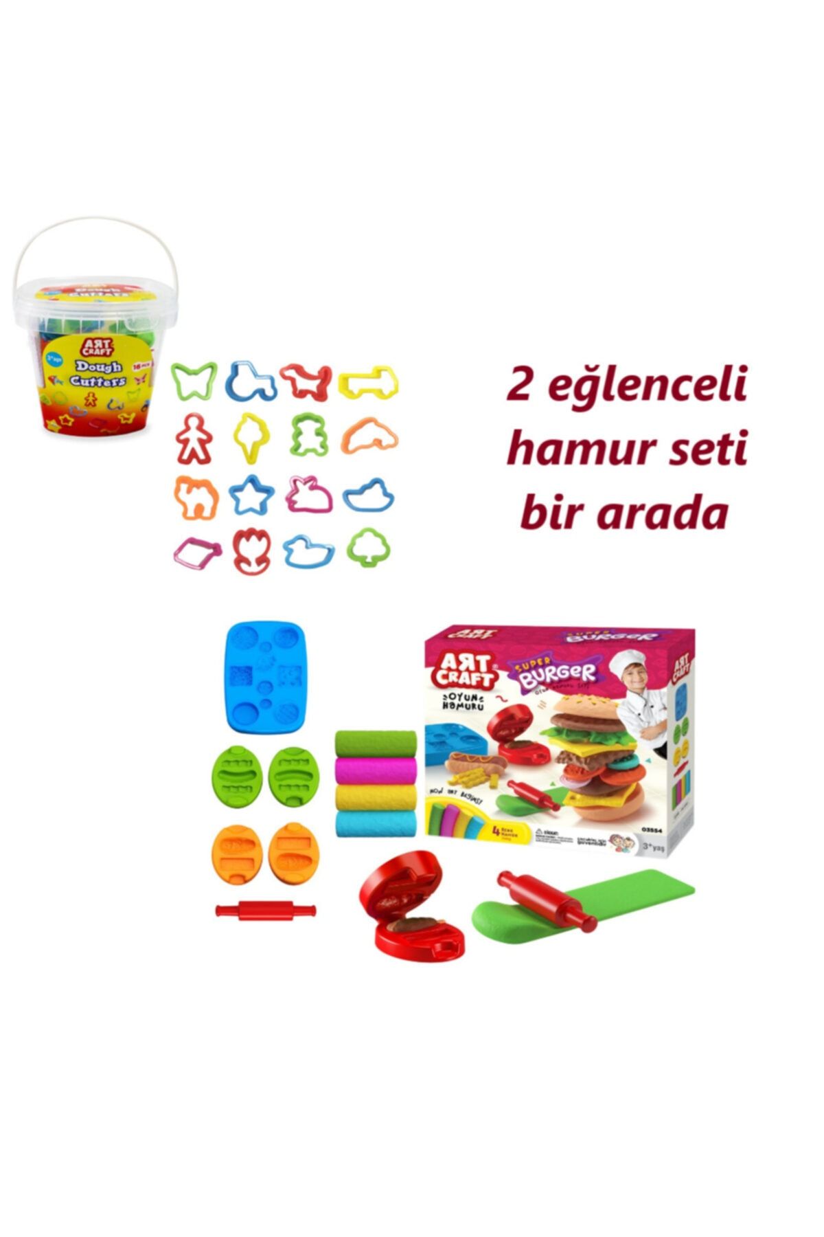 DEDE Art Craft Hamburger Oyun Hamuru Seti 200 Gr - Art Craft Hamur Kalıpları 16 Parça