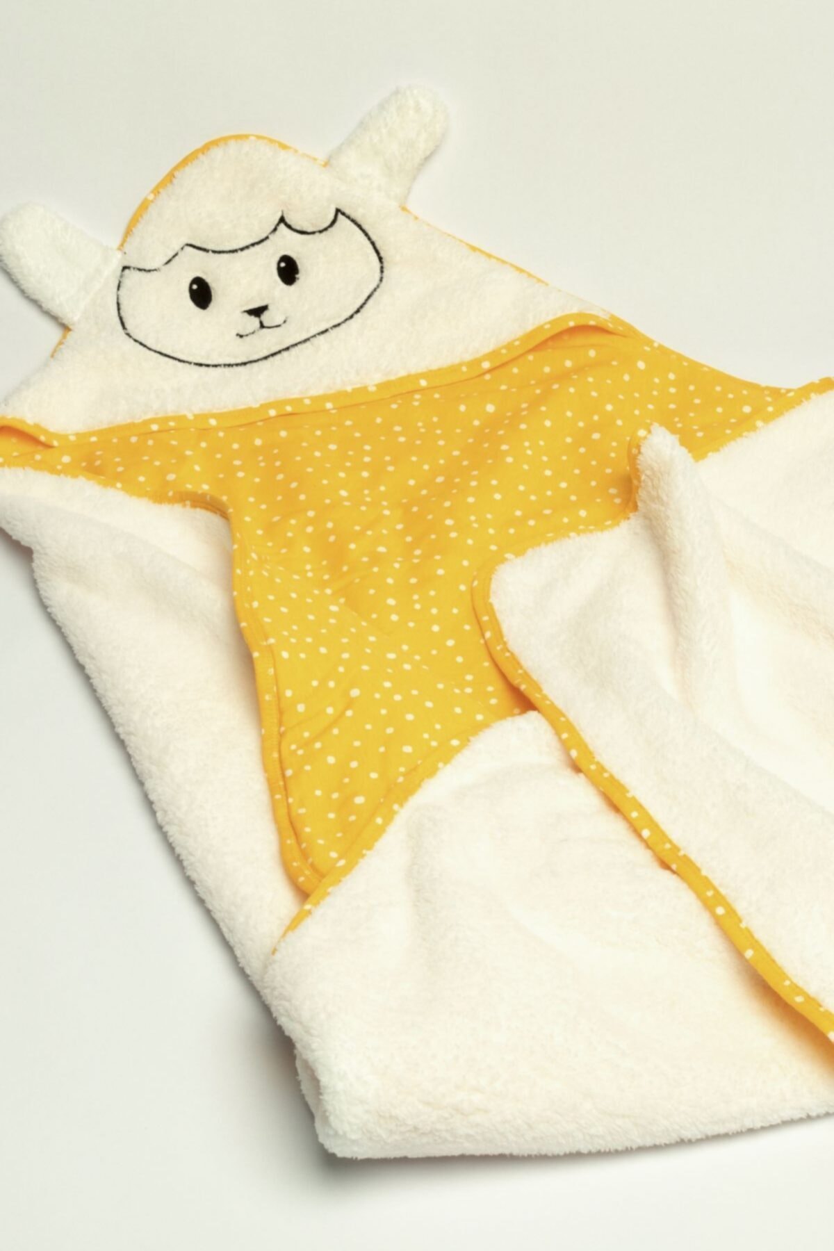 LILIAN Puffy Sarı-beyaz Kuzu Bebek Battaniyesi