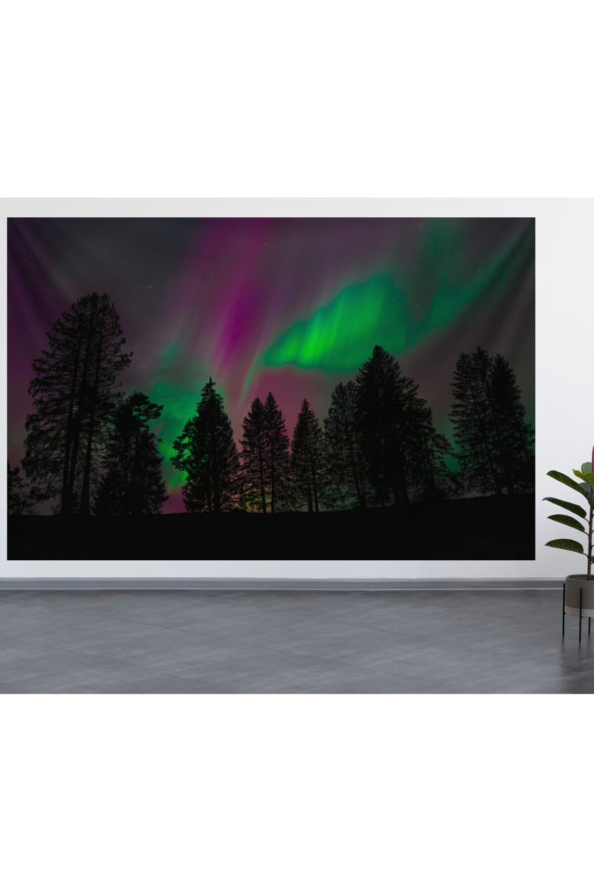 ALAMODECOR Kuzey Işıkları Doğa Manzara Duvar Örtüsü (70x100, 100x140, 140x200)