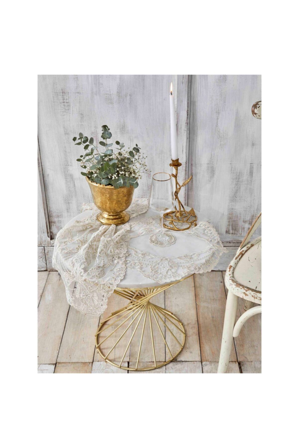 Karaca Home Dolores Gold 15 Parça Nakışlı Salon Takımı