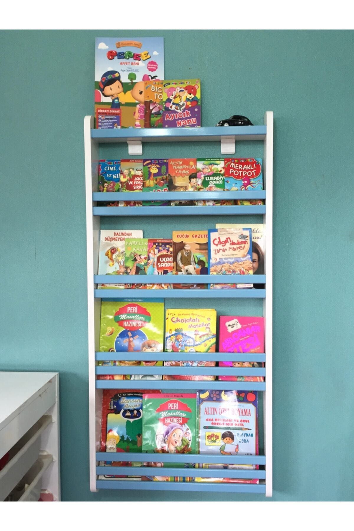 Mihenk Rüya Montessori Mavi Kitaplık Çocuk Odası Kitaplık Mdf R4