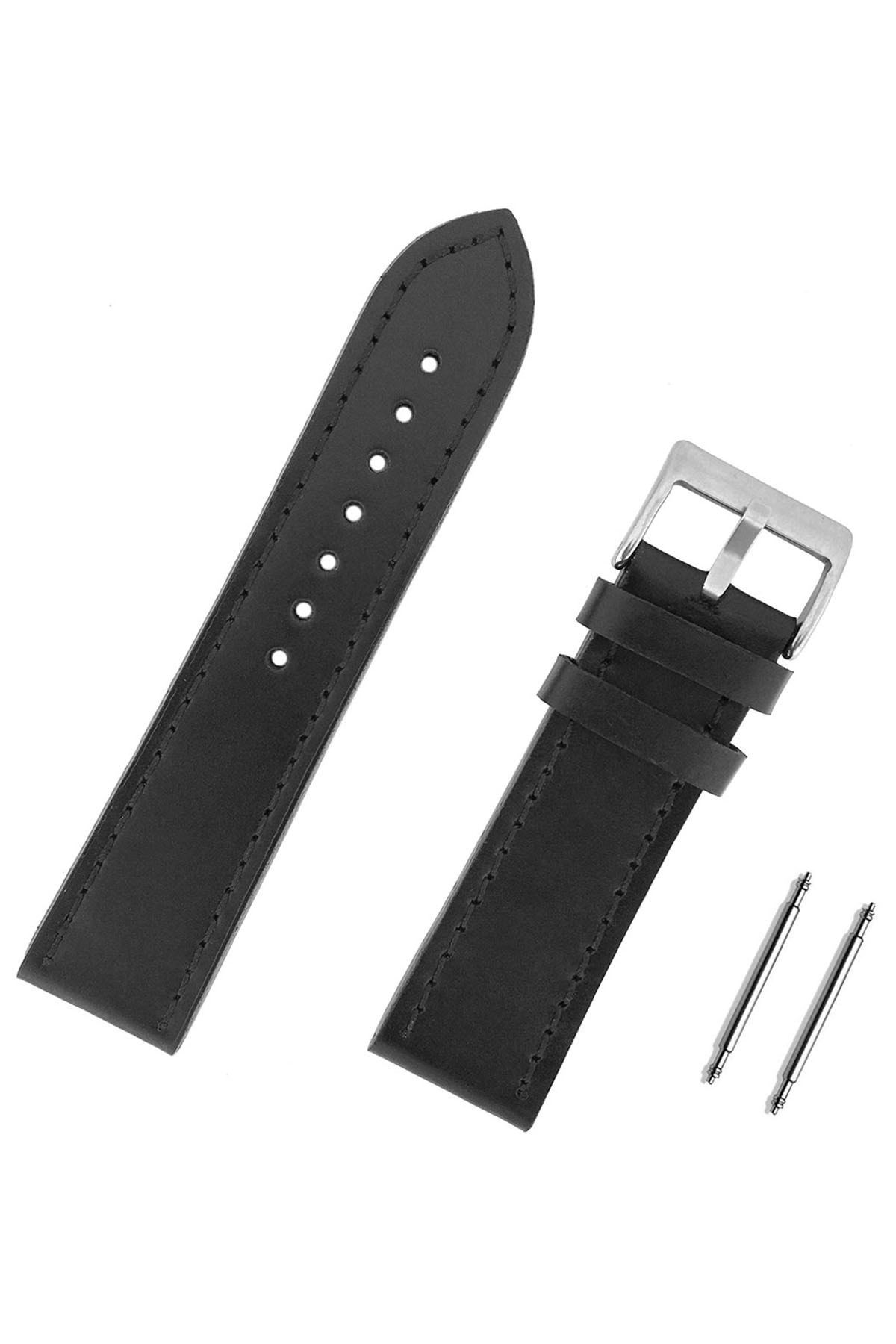 Chrono Siyah Hakiki Deri Spor Saat Kordonu Kayış 24mm